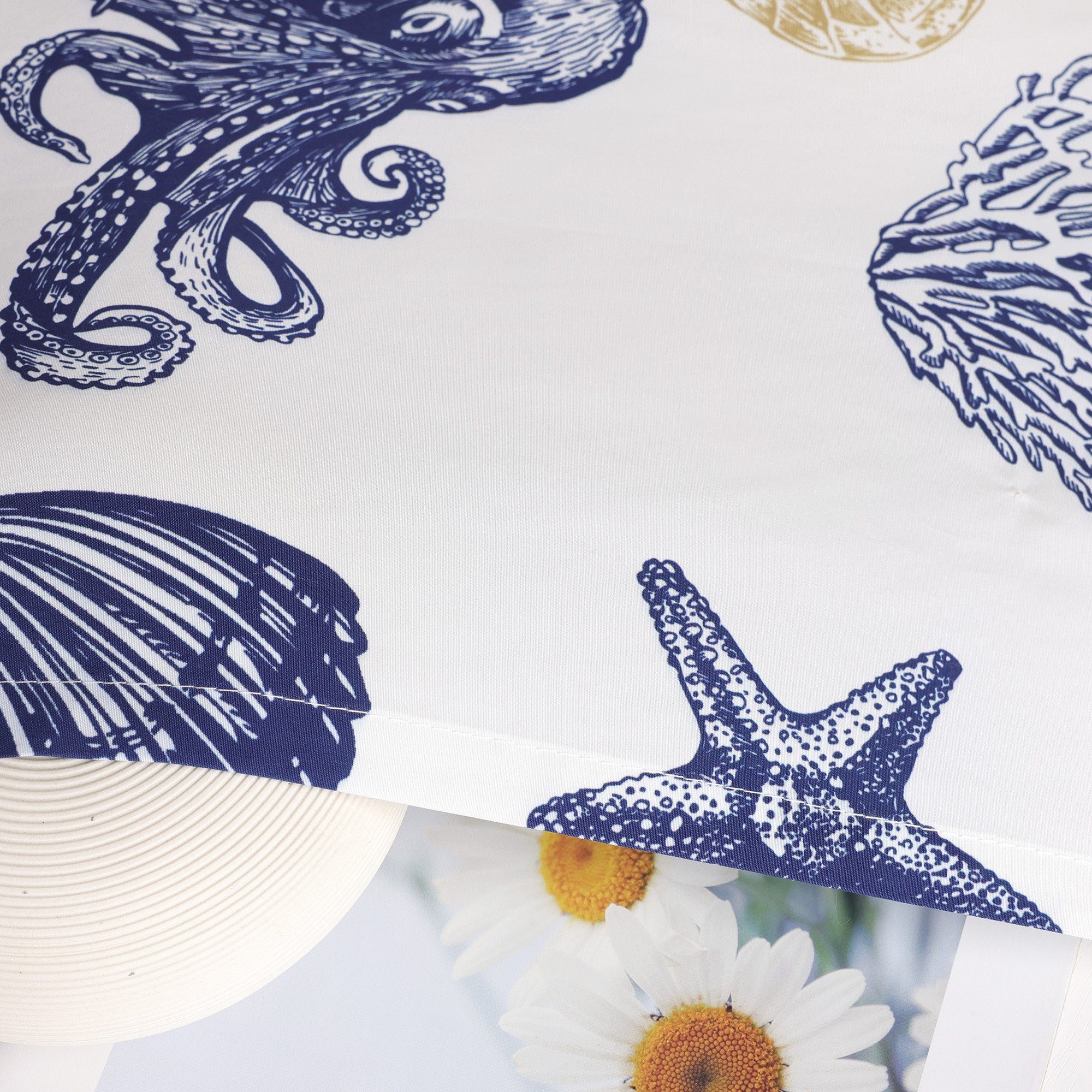 Joyswahl Raffrollo, mit Schlaufen, ohne Bohren, Ösenrollo mit Muscheln Druc günstig online kaufen