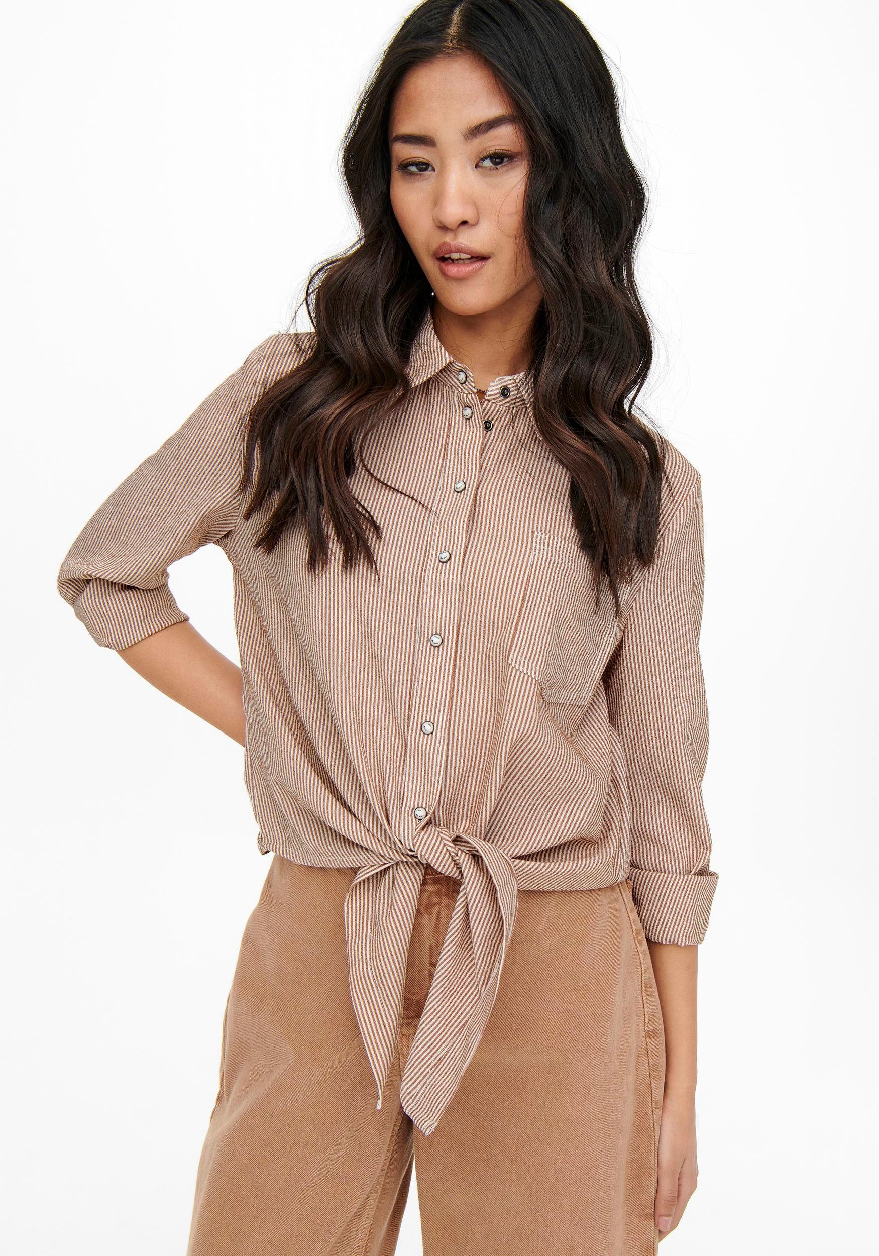 ONLY Hemdbluse KNOT LS Coconut WVN ONLLECEY Toasted SHIRT NOOS