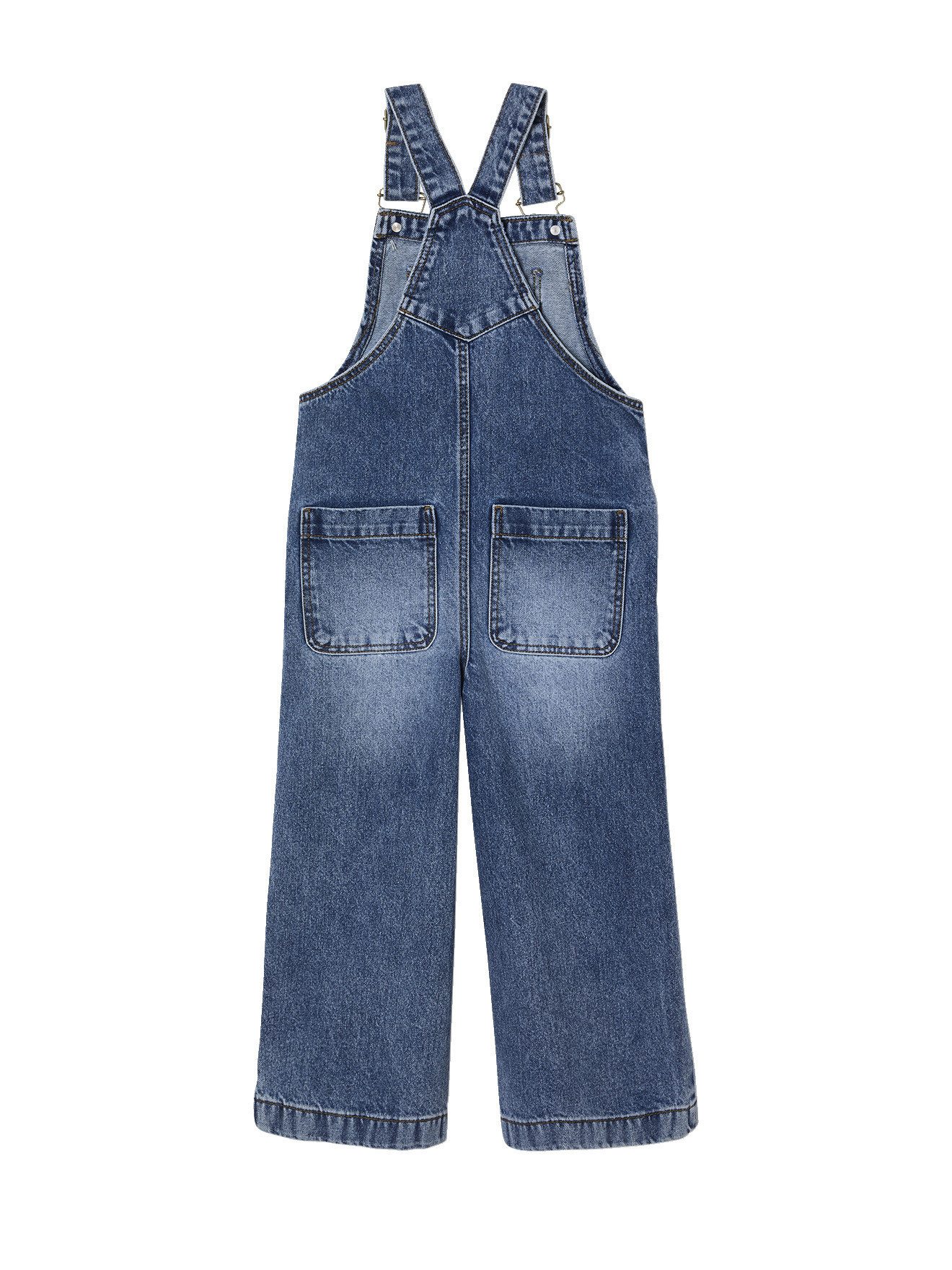vertbaudet Jumpsuit Mädchen Jeans-Latzhose mit weitem Bein