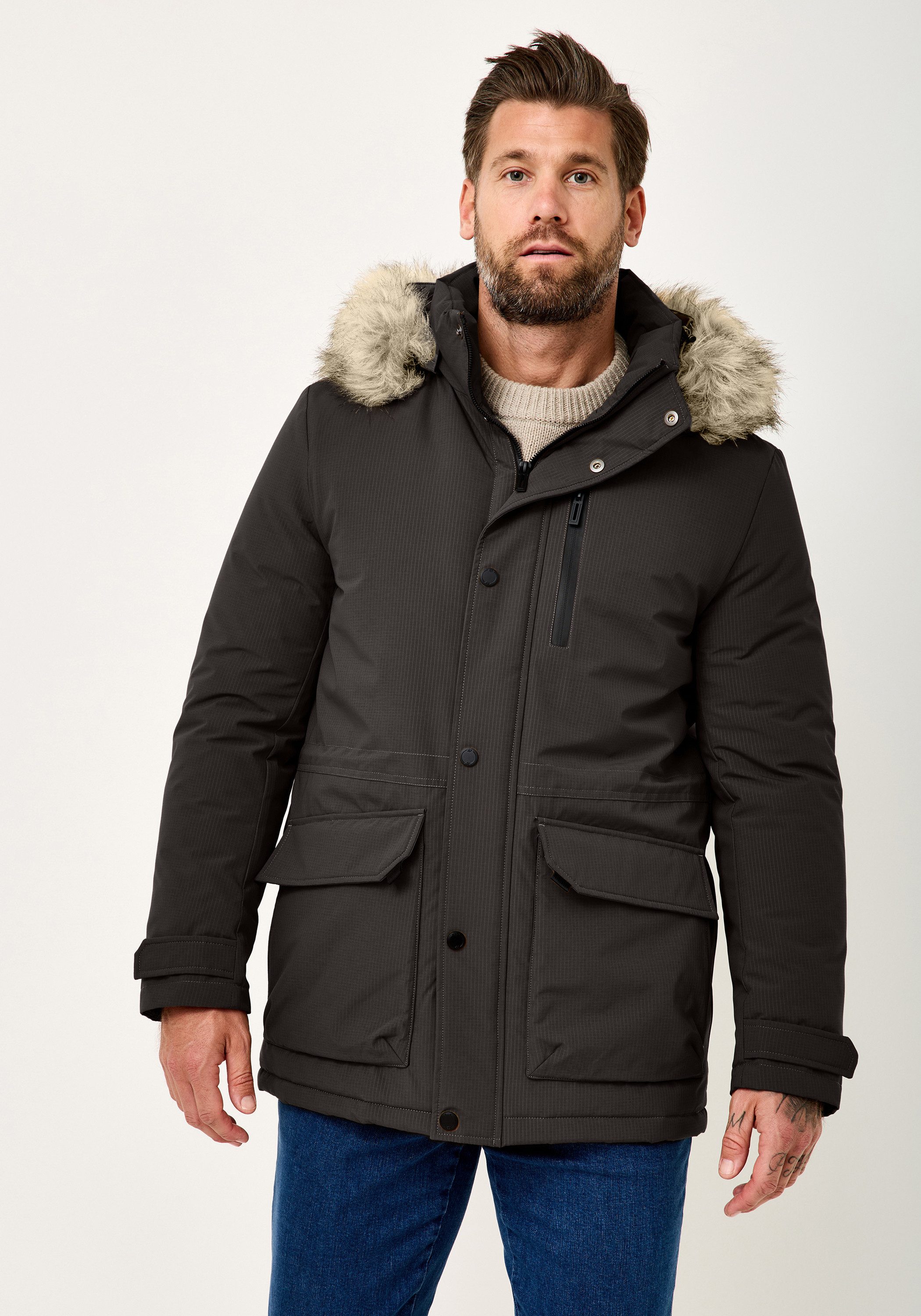 Redpoint Winterjacke EDVIN Regular Fit Winterjacke mit abnehmbarer Kapuze und Kragen