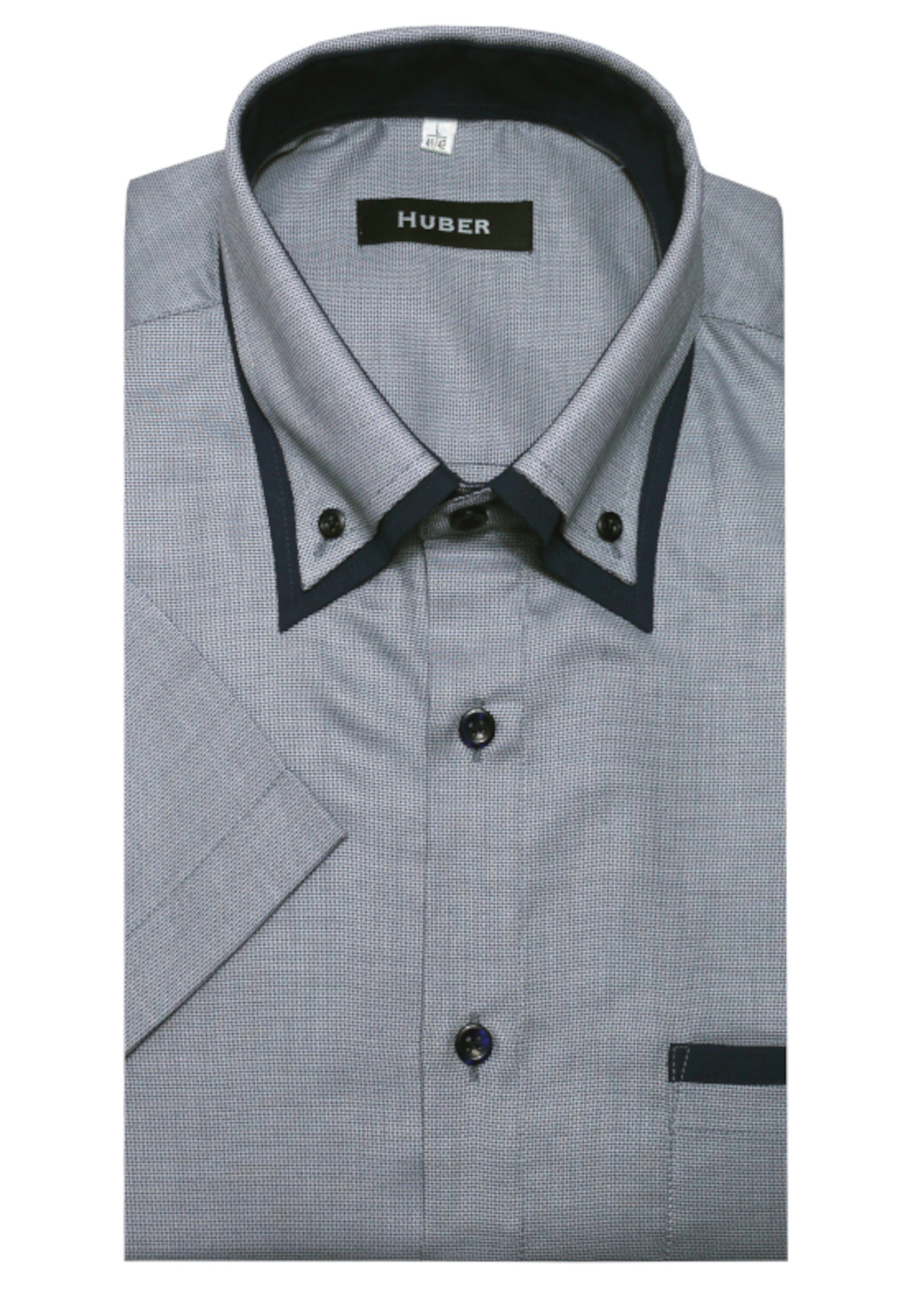 Huber Hemden Kurzarmhemd HU-0196 Button-down-Kragen, Kurzarm, Regular Fit-gerader Schnitt, Made in EU