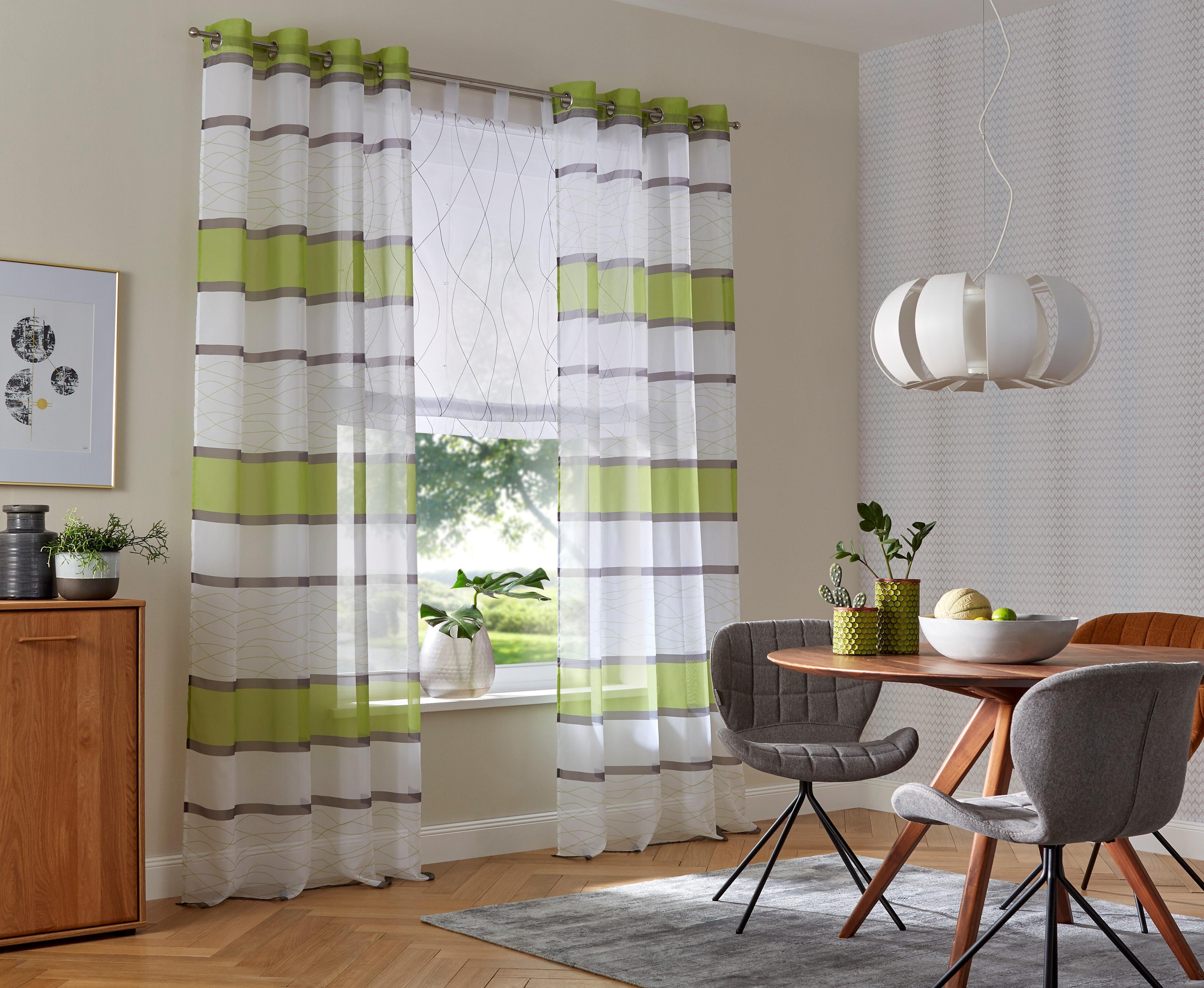 Gardine Jay, my home, Ösen (2 St), transparent, Voile, Vorhang, Fertiggardine, transparent grün