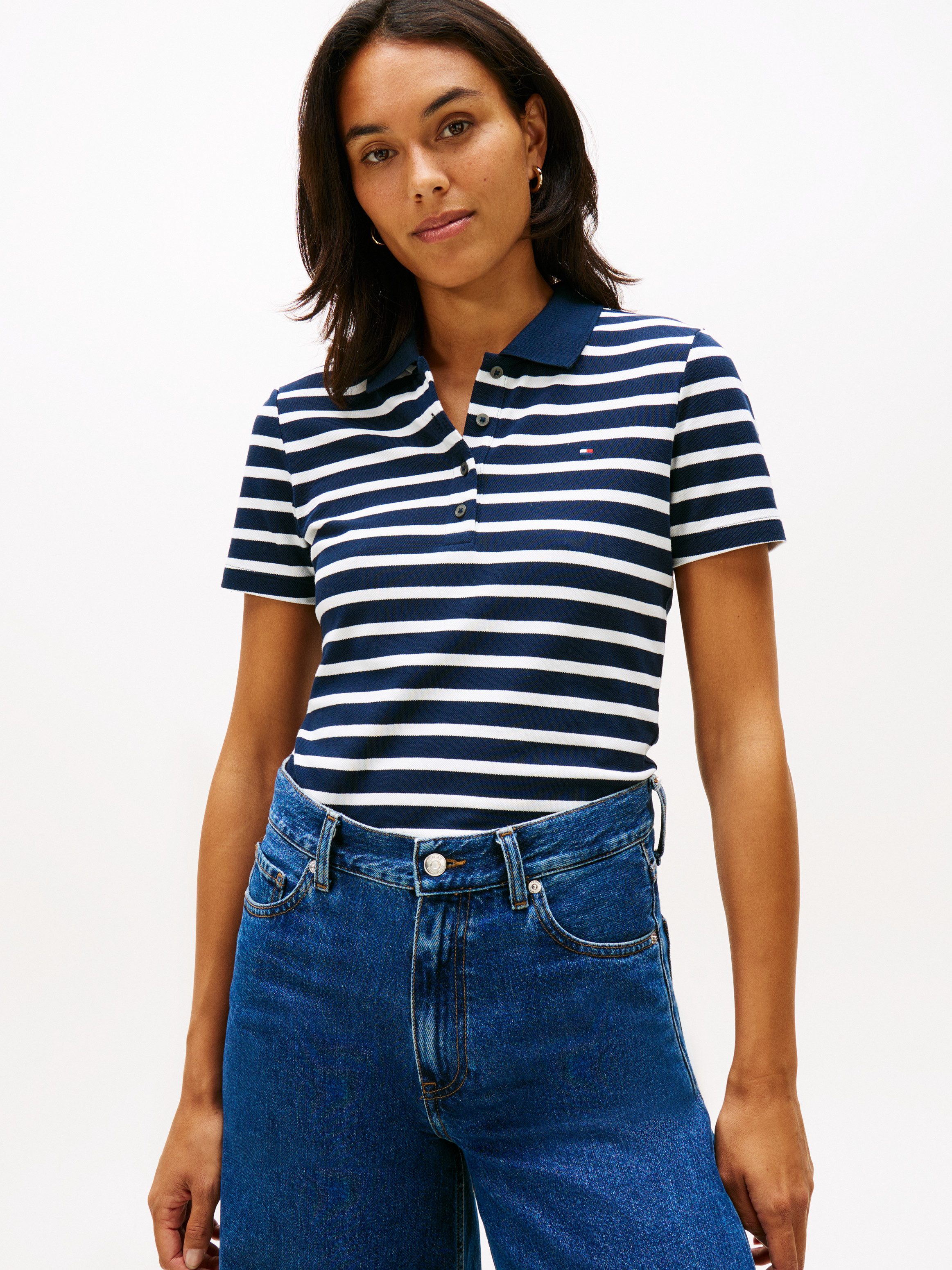 Tommy Hilfiger Poloshirt 1985 Slim Fit Pique Premium mit Logostickerei, mit Seitenschlitzen