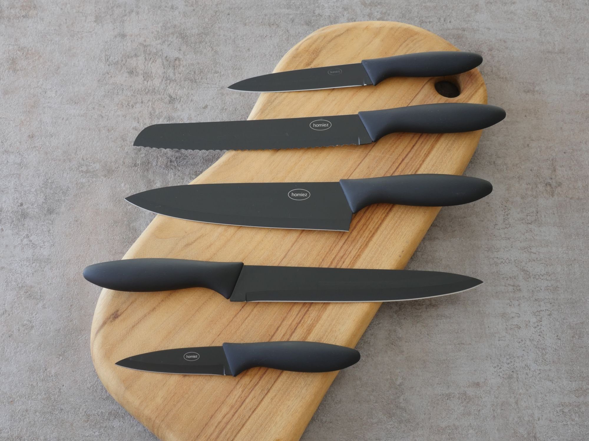 Messer-Set Klingenschutz, mit in (Set, ColourCut, homiez 5-tlg), Messerset 5-teiliges schwarz