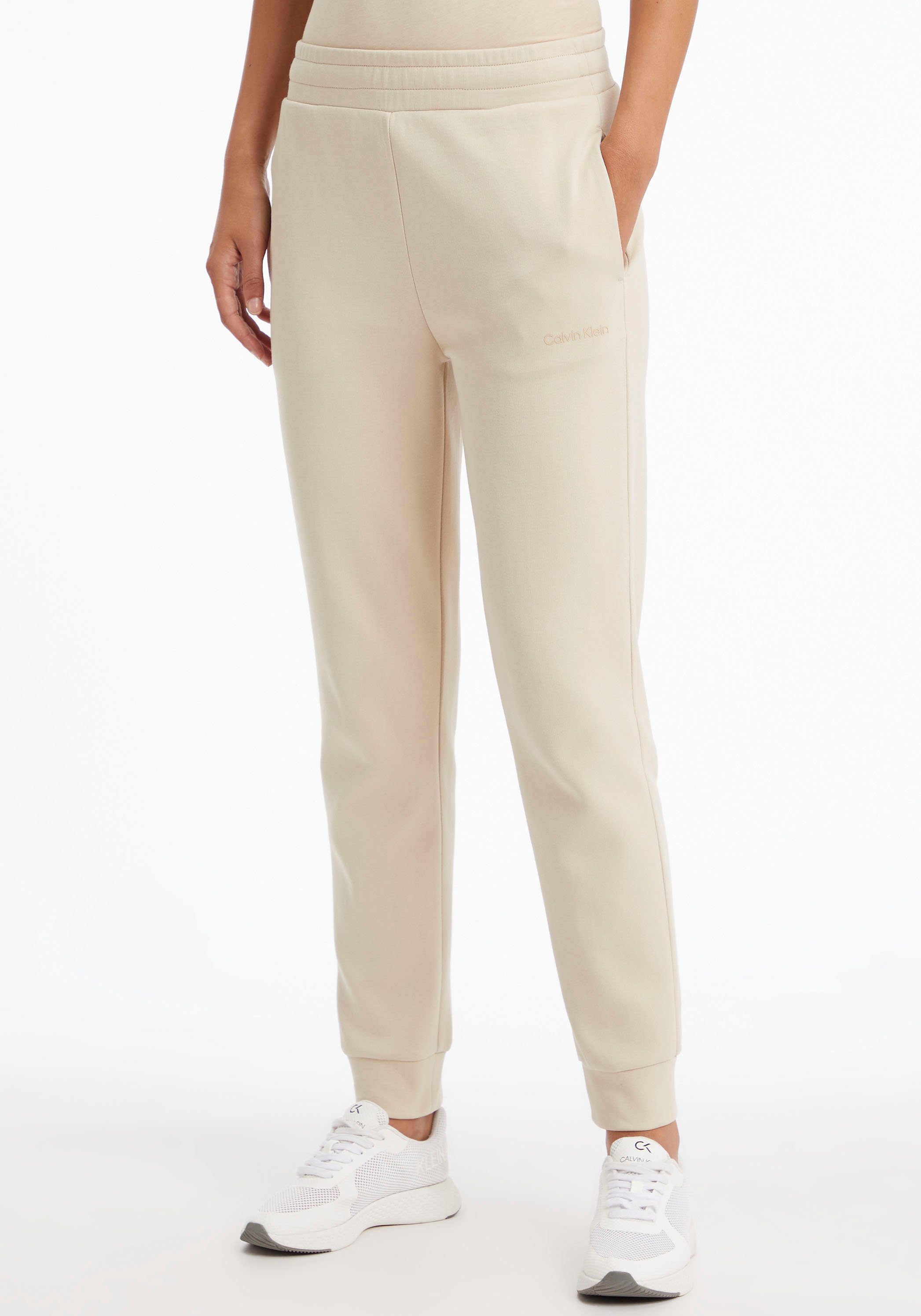 Calvin Klein Sweathose mit kontrastfarbenem Calvin Klein Logo beige | Jogginghosen