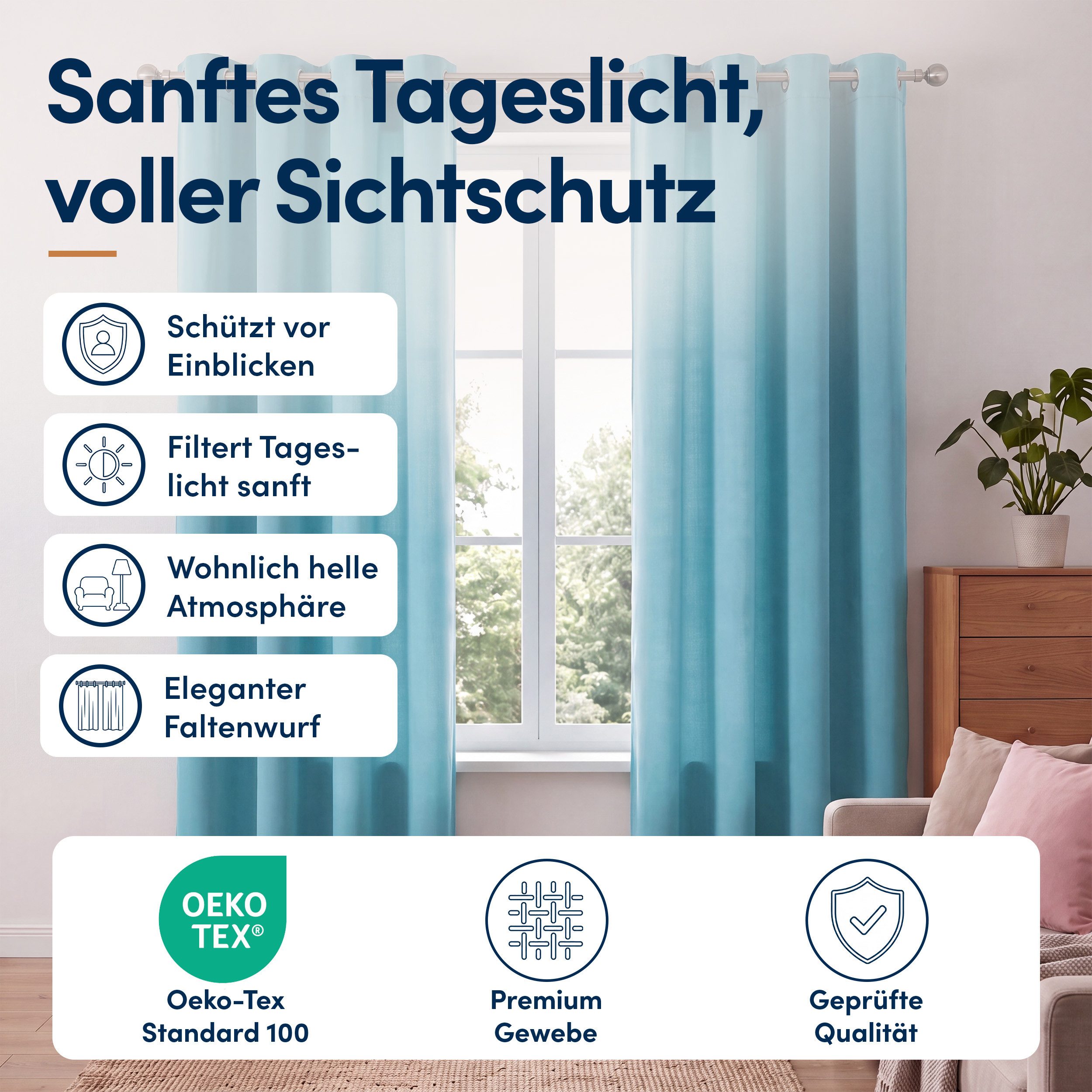 Stoffschmiede Gardine Blickdicht - Kräuselband & Ösen, Ösen – Bild 2 von 5