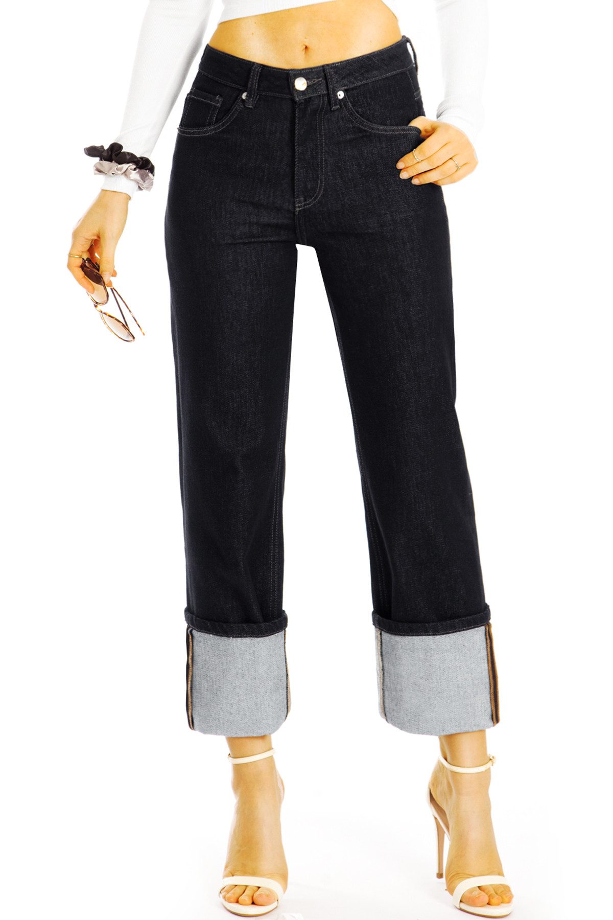 be styled High-waist-Jeans High waist Mom Jeans Hose - weite Bequeme Stretchjeans - Damen - j22k mit Stretch-Anteil