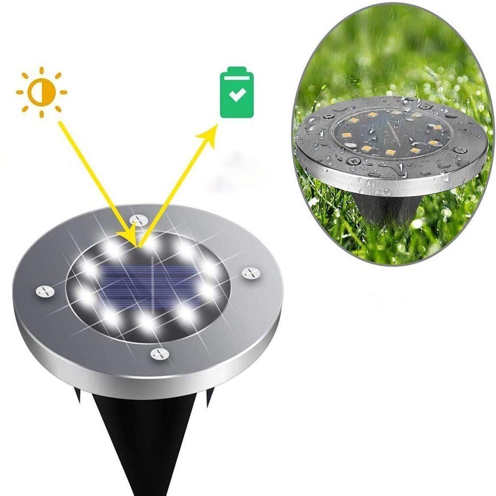 TUABUR Außen-Stehlampe Solares Bodenlicht im Warmweiß mit Freien, 8 6er-Set LEDs, 3000K