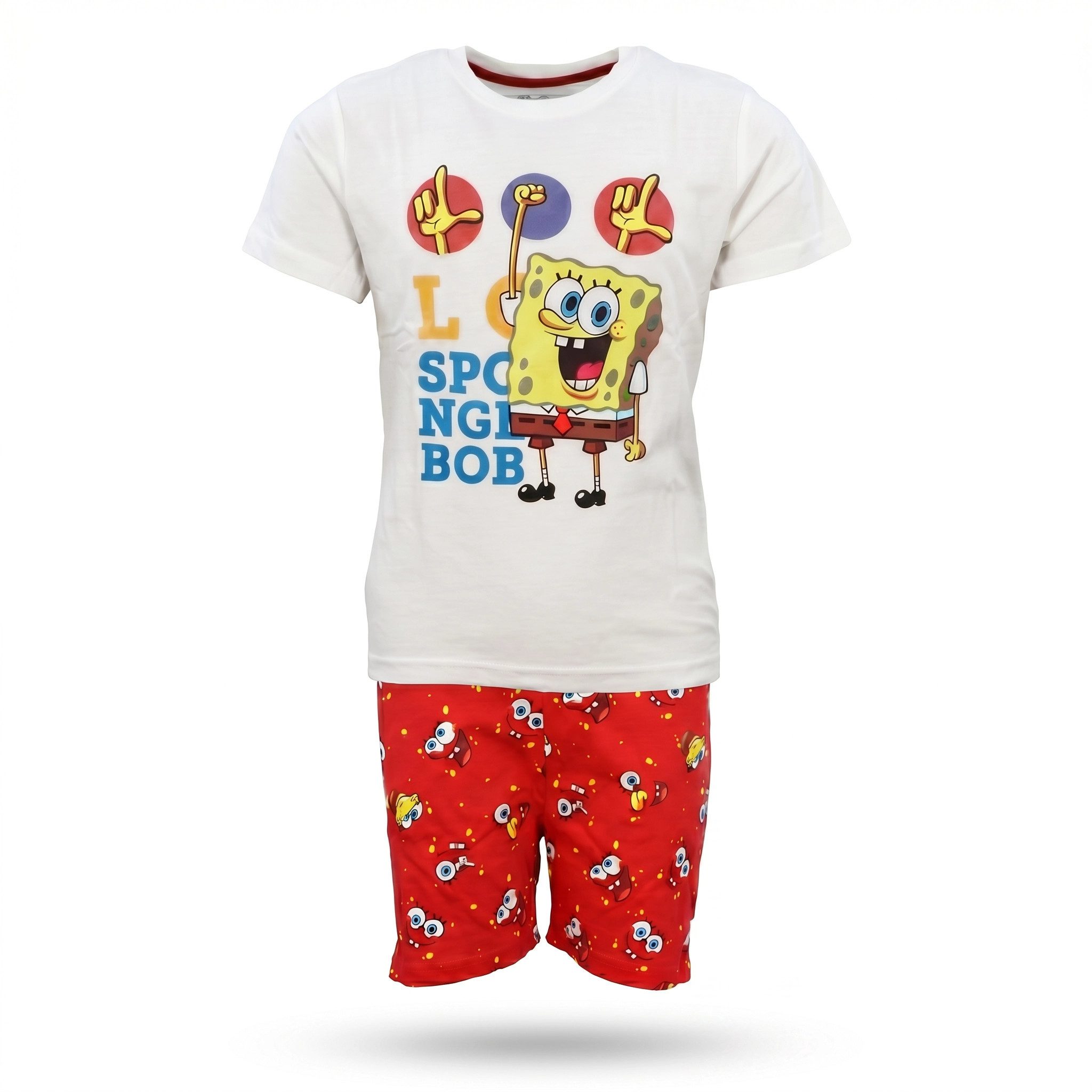 Spongebob Schwammkopf Schlafanzug Spongebob Schwammkopf Kinder Jungen kurzarm Pyjama (Set) Gr. 104 bis 134, 100% Baumwolle