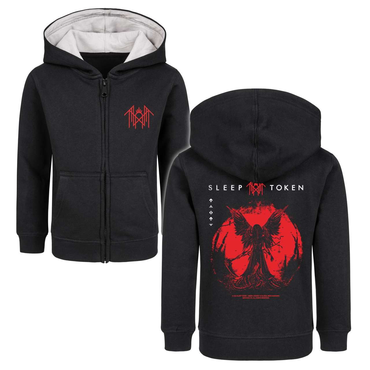 Kapuzensweatjacke mit Sleep Token (Red Reaper Angel) Aufdruck für Kinder von 2–14 Jahren