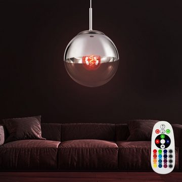 etc-shop LED Pendelleuchte, Leuchtmittel inklusive, Warmweiß, Farbwechsel, Design Decken Hänge Lampe dimmbar Glas Kugel Leuchte
