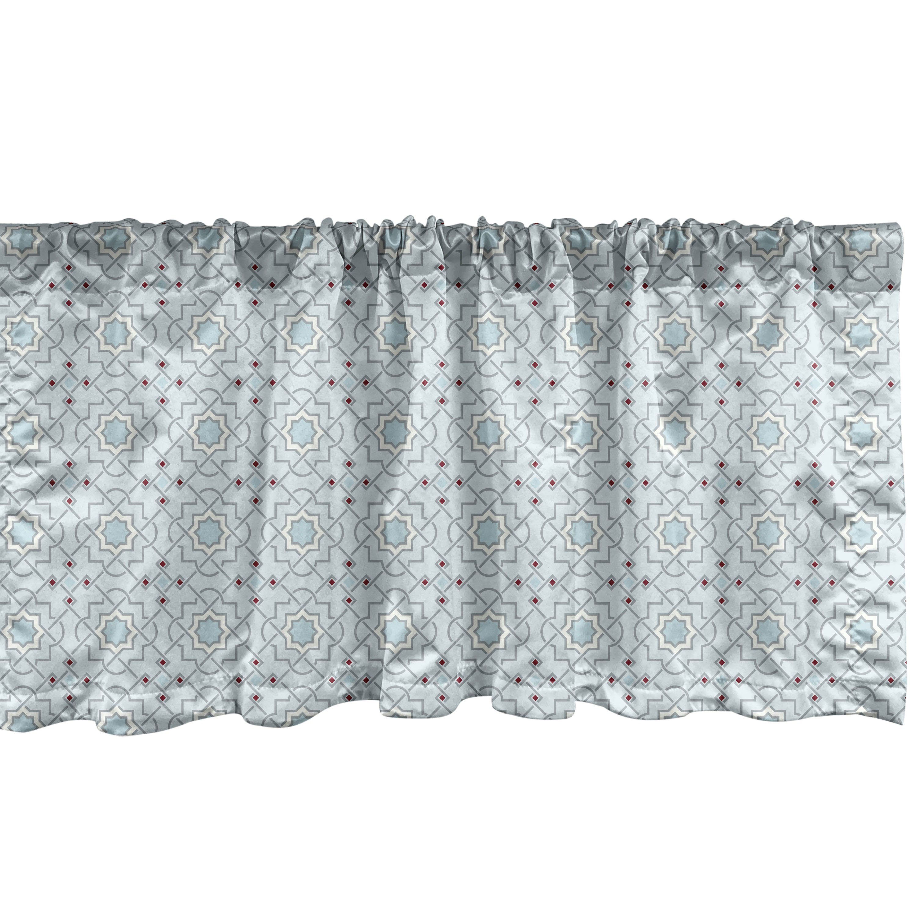 Scheibengardine Vorhang Volant für Küche Schlafzimmer Dekor mit Stangentasche, Abakuhaus, Microfaser, Arabeske Oriental marokkanische Kunst