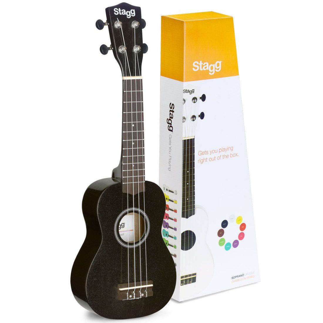 Stagg Ukulele Stagg US-NIGHT Sopran Ukulele Schwarz mit Tasche