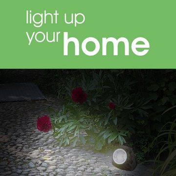 bmf-versand LED Solarleuchte Solarlampe Garten Stein Optik 3er Set Deko Solarlampe Außen mit