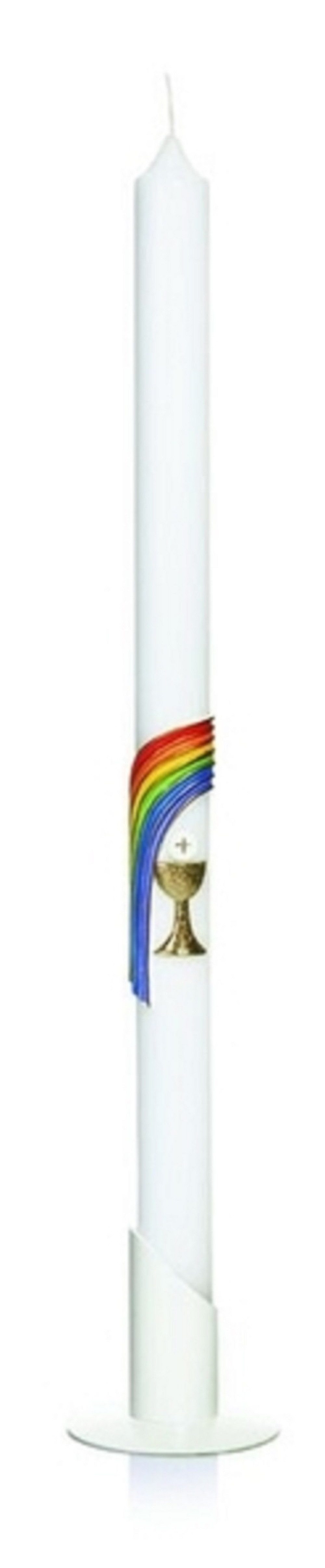 Wiedemann Stumpenkerze K003 Kommunion- Konfirmation-Kerze 500/30 REGENBOGEN HOSTIE KELCH gold