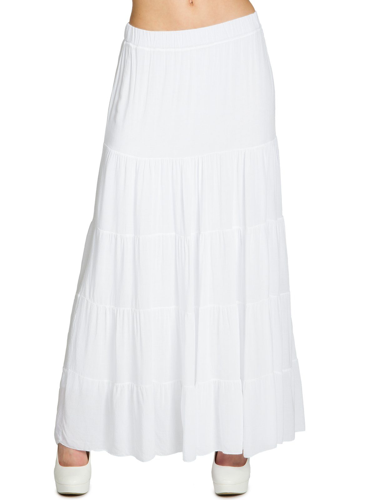 Caspar Faltenrock RO020 langer eleganter Damen Maxi Sommer Rock