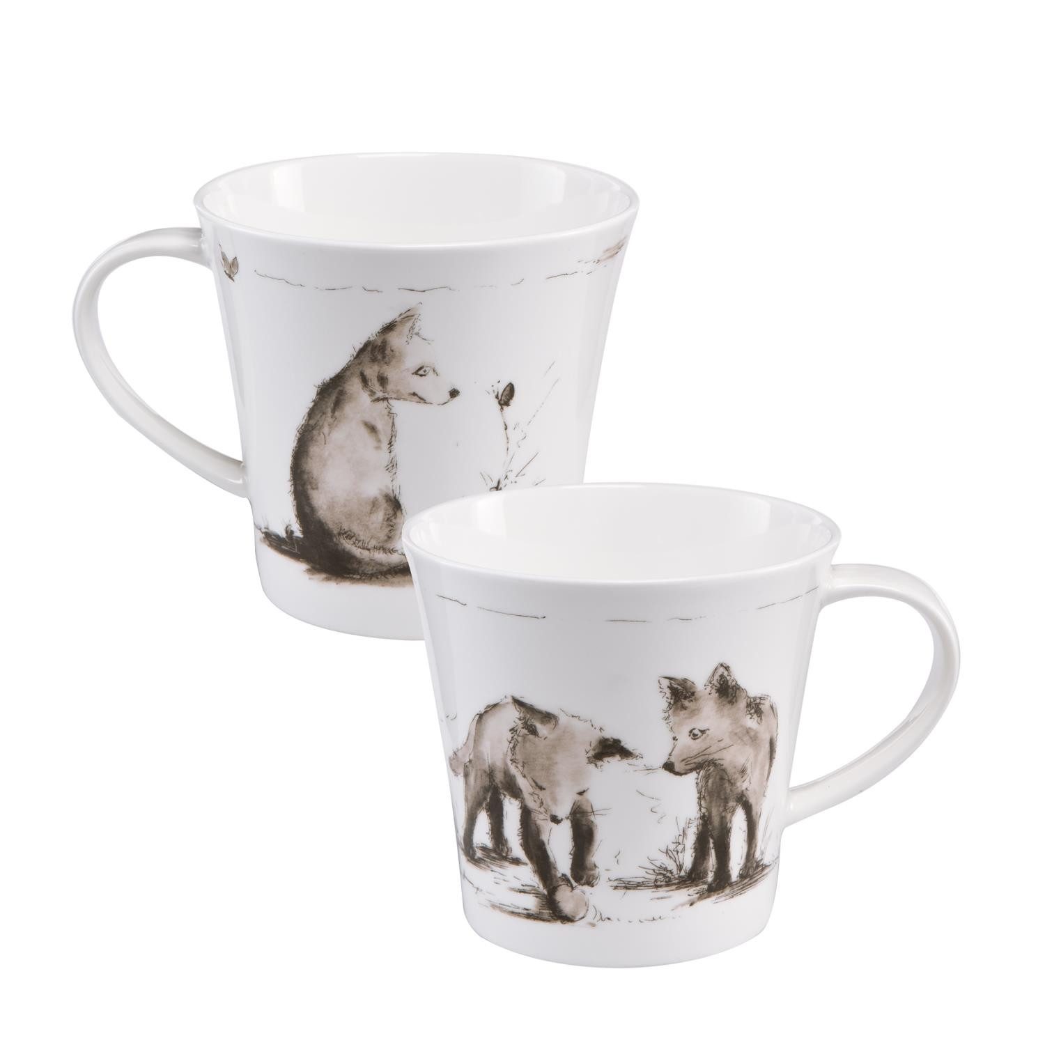 Goebel Tasse Weiß, Durchmesser 1 cm, Porzellan, Spülmaschinengeeignet, Weiß, Motiv: Fuchs