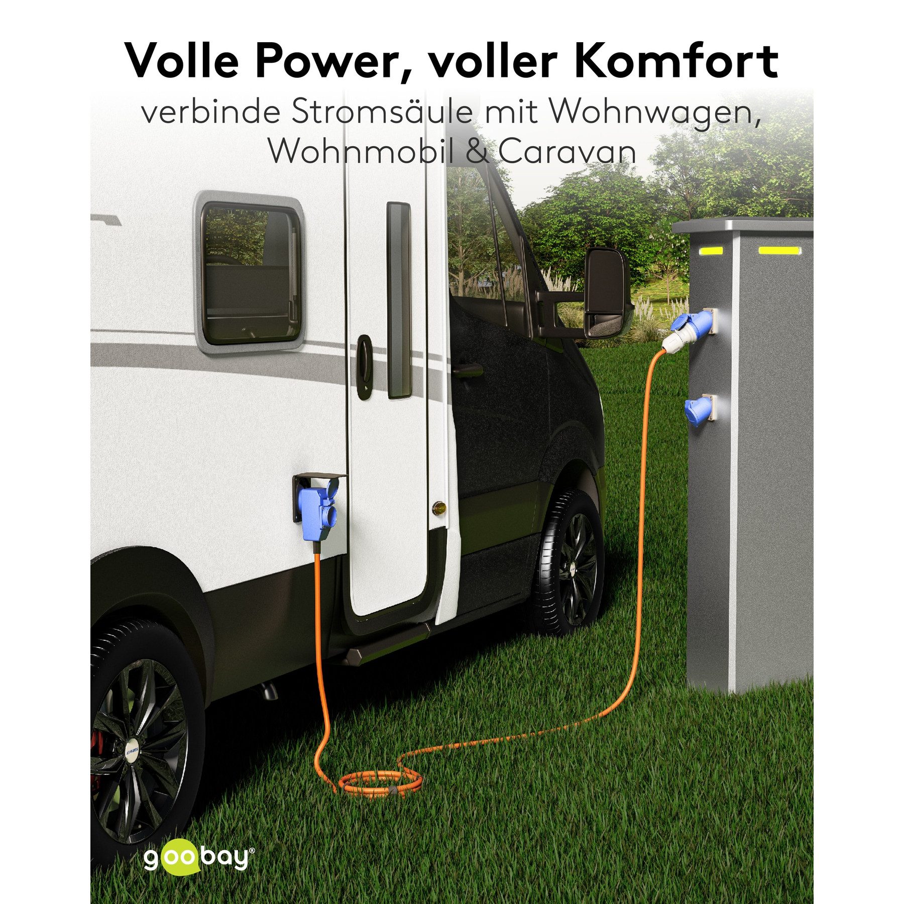 Goobay GOOBAY CEE-Adapterkabel 76232, 1,5 m, Stecker zu Kupplung + CEE-Adapterkabel