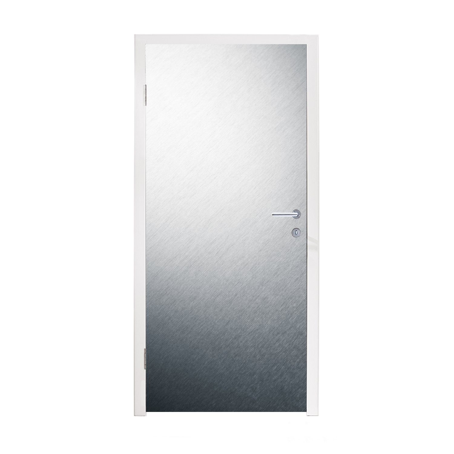 - für Fototapete Weiß, Metallic-Druck Türaufkleber, 75x205 St), Tür, - - MuchoWow (1 Schwarz bedruckt, Matt, Grau cm Türtapete