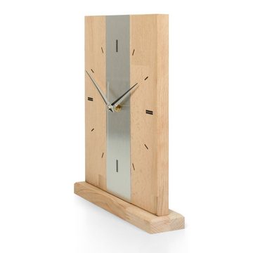 Kreative Feder Standuhr Designer-STANDUHR "Silver Stipe" aus Massivholz, ohne Ticken; Funk- oder Quarzuhrwerk; elegant, außergewöhnlich, modern