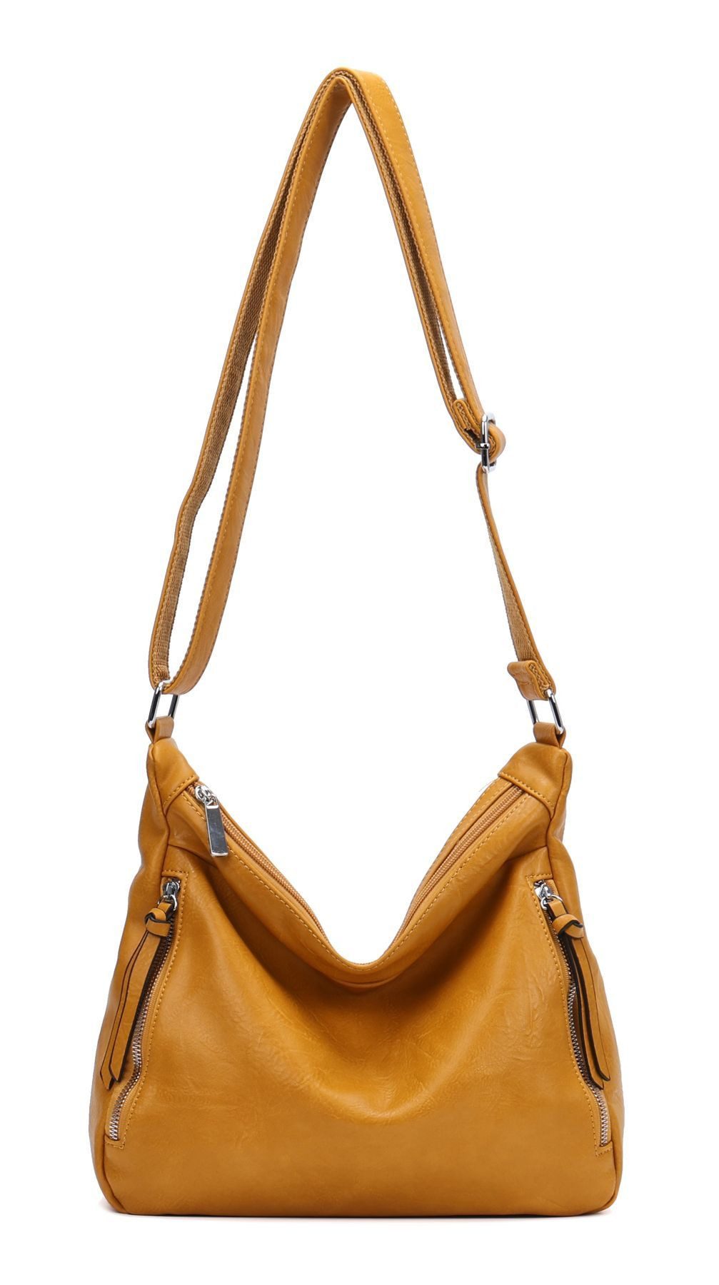 ITALYSHOP24 Schultertasche Damen Tasche Shopper Crossbody Handtasche Umhängetasche Beuteltasche, CrossOver Damentasche Hobo Bag Henkeltasche Reisetasche Leder Optik