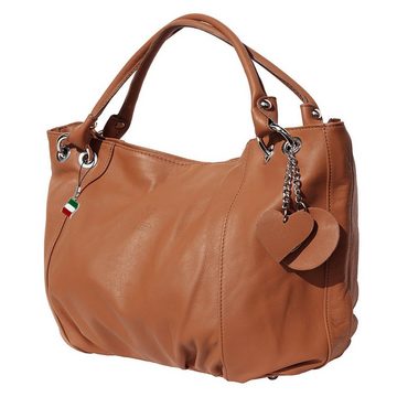 FLORENCE Schultertasche Florence Echtleder Hobo Bag Damen tan (Schultertasche), Damen Leder Schultertasche, Henkeltasche, tan, braun ca. 42cm