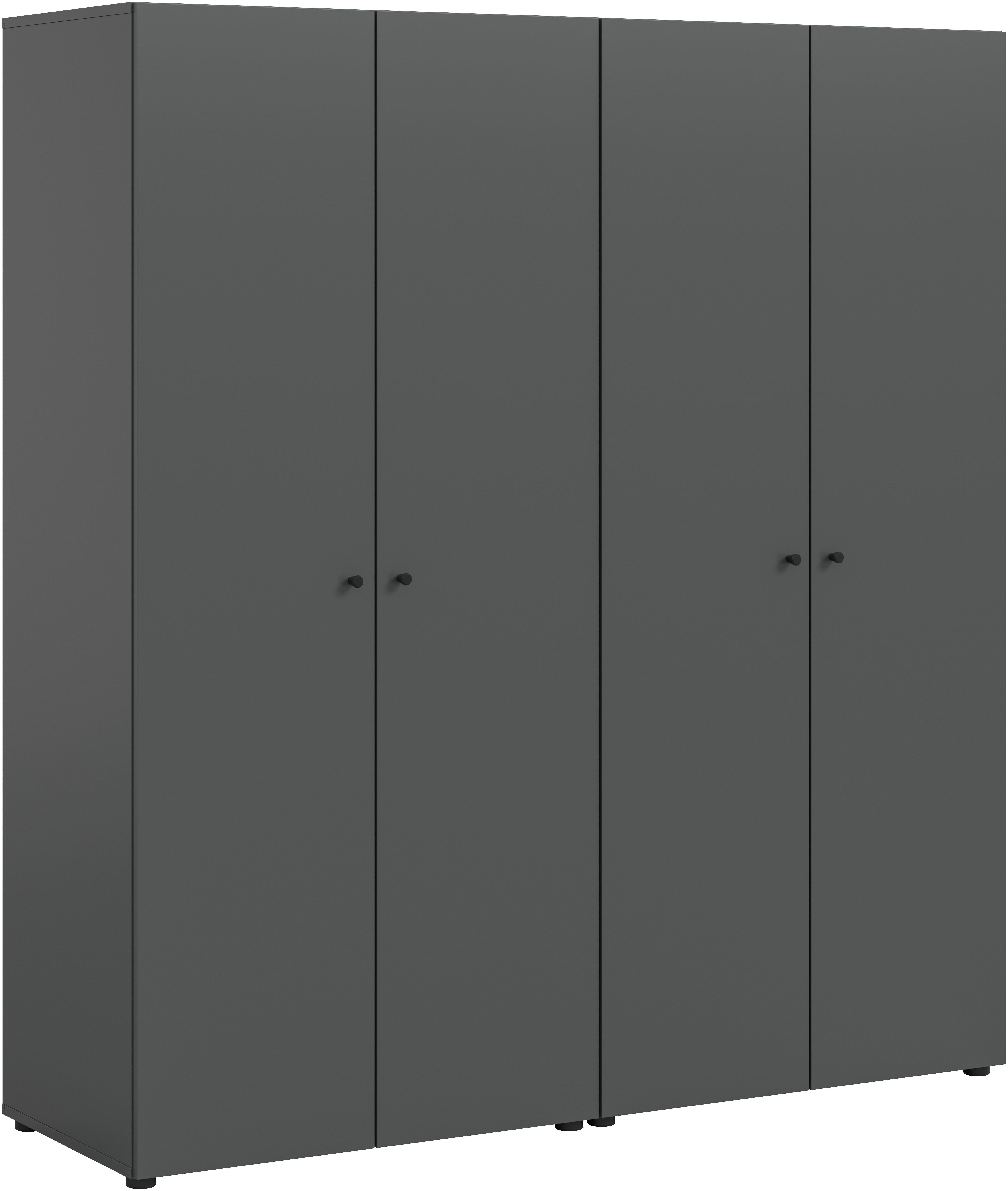 Home affaire Kleiderschrank BILLINGS, TOPSELLER!, Schlafzimmerschrank, Schrank, Garderobenschrank (OTTO BESTSELLER, Garderobe & Schlafzimmer) Breite 160cm, grau, 4-türig, inkl. 2 Kleiderstangen und 2 Ablageböden