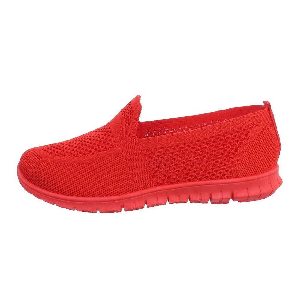 Ital-Design Damen Low-Top Freizeit Слипперы Flach Sneakers Low in Rot