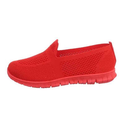 Ital-Design Damen Low-Top Freizeit Сліпери Flach Sneakers Low in Rot