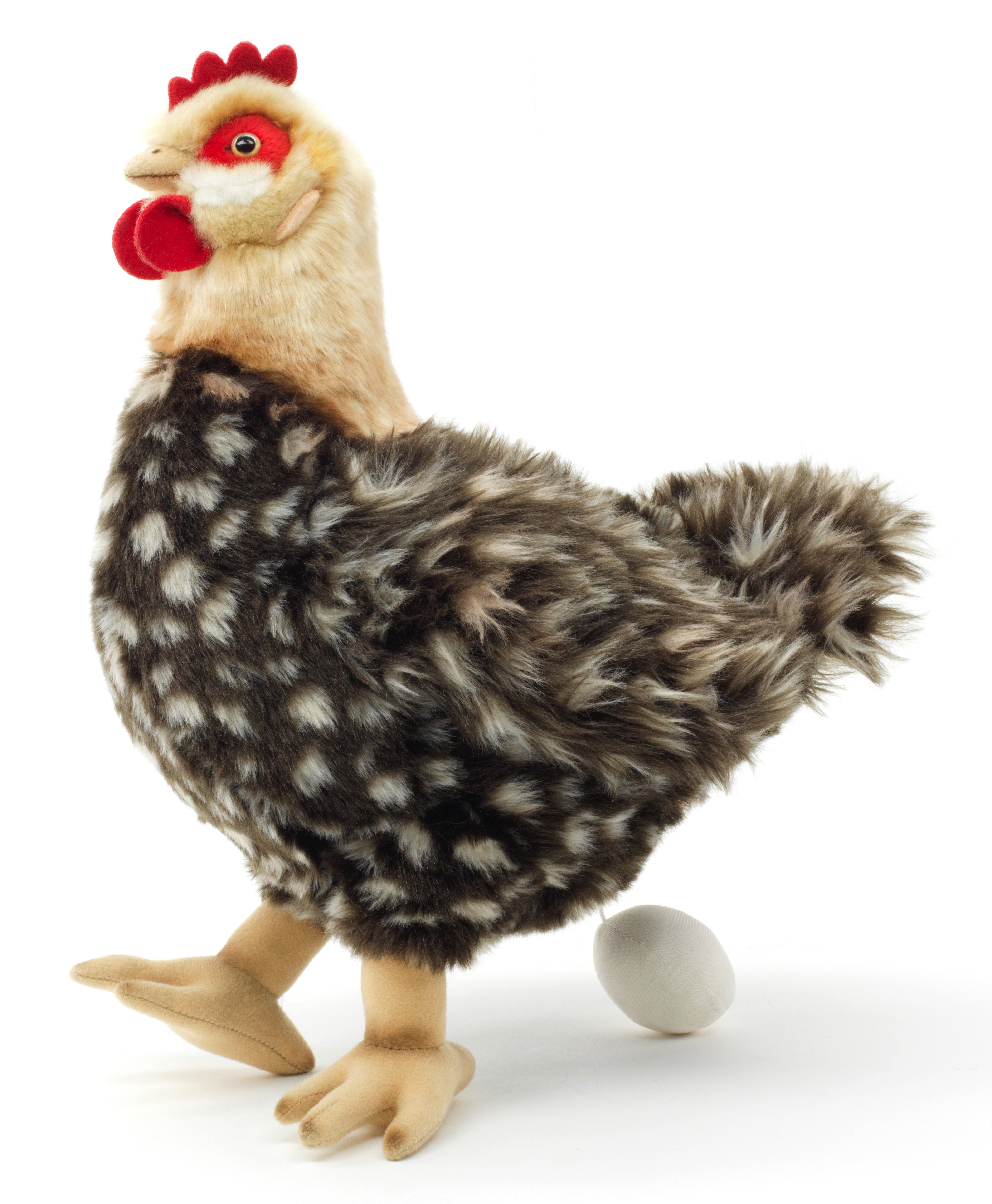 Uni-Toys Kuscheltier Henne mit Ei - versch. Farben - 37 cm (Höhe) - Plüsch-Huhn, Plüschtier, zu 100 % recyceltes Füllmaterial braun-beige