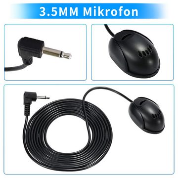 Hikity Mikrofon Tragbares 3.5mm Mikrofon für Autoradio, GPS, Bluetooth, DVD 3 Meter, Plug and Play