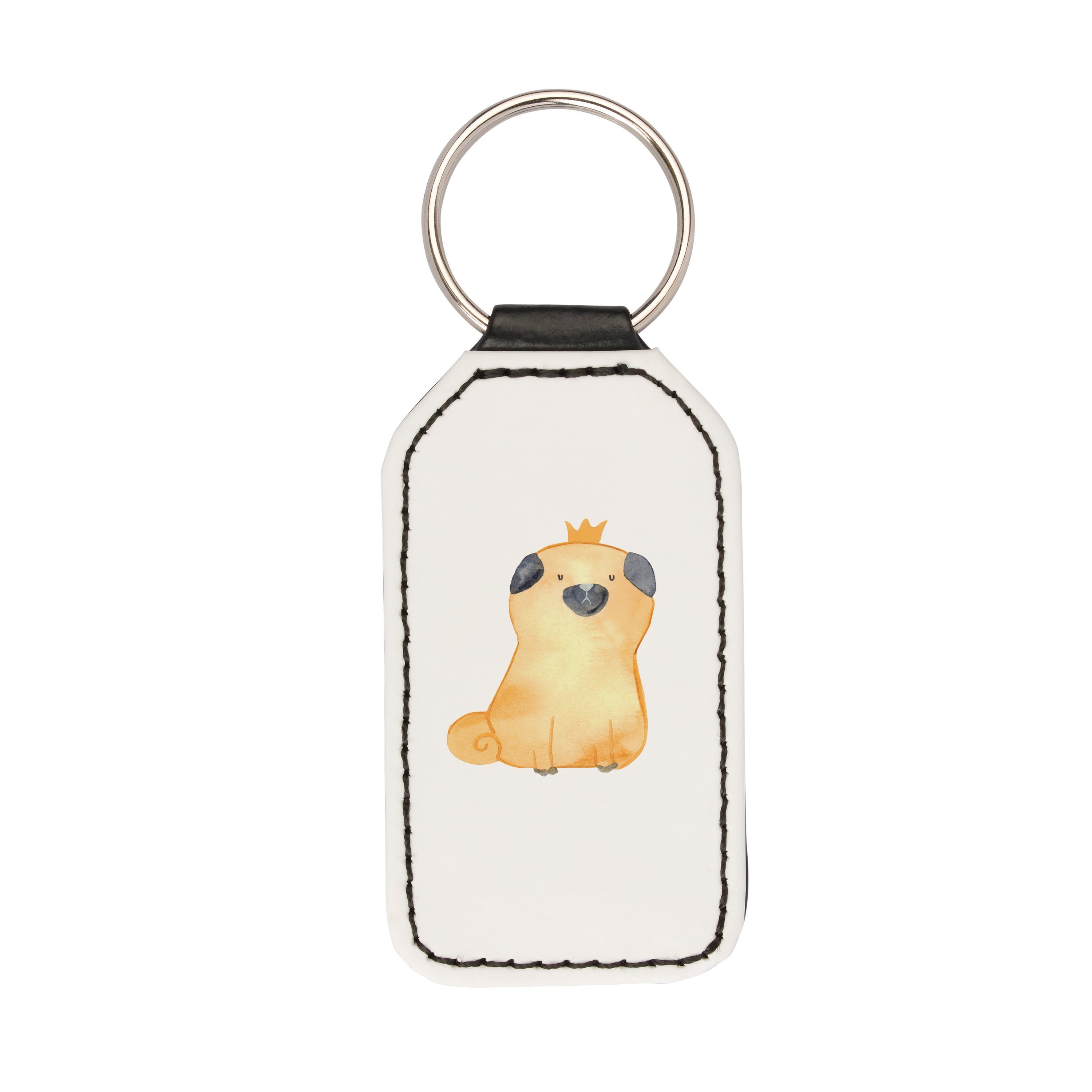Sprüche, Hund, Mops - - & Schlüsselanhänger Mrs. Glück Panda (1-tlg) Geschenk, Mr. Schlüsselanhänger, Krone Weiß
