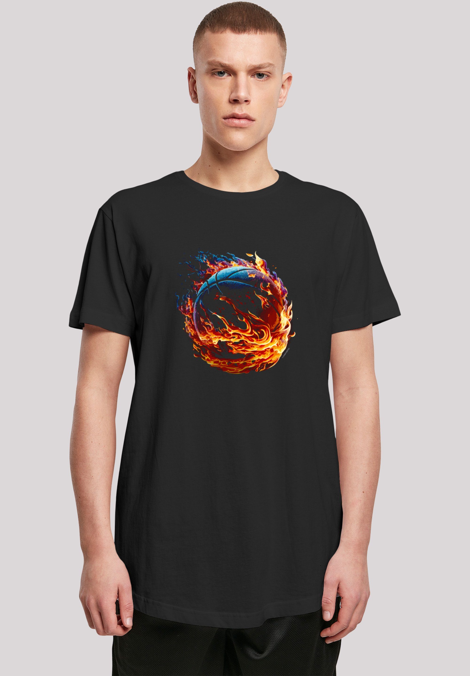 Print schwarz F4NT4STIC On Sport LONG Basketball Fire T-Shirt