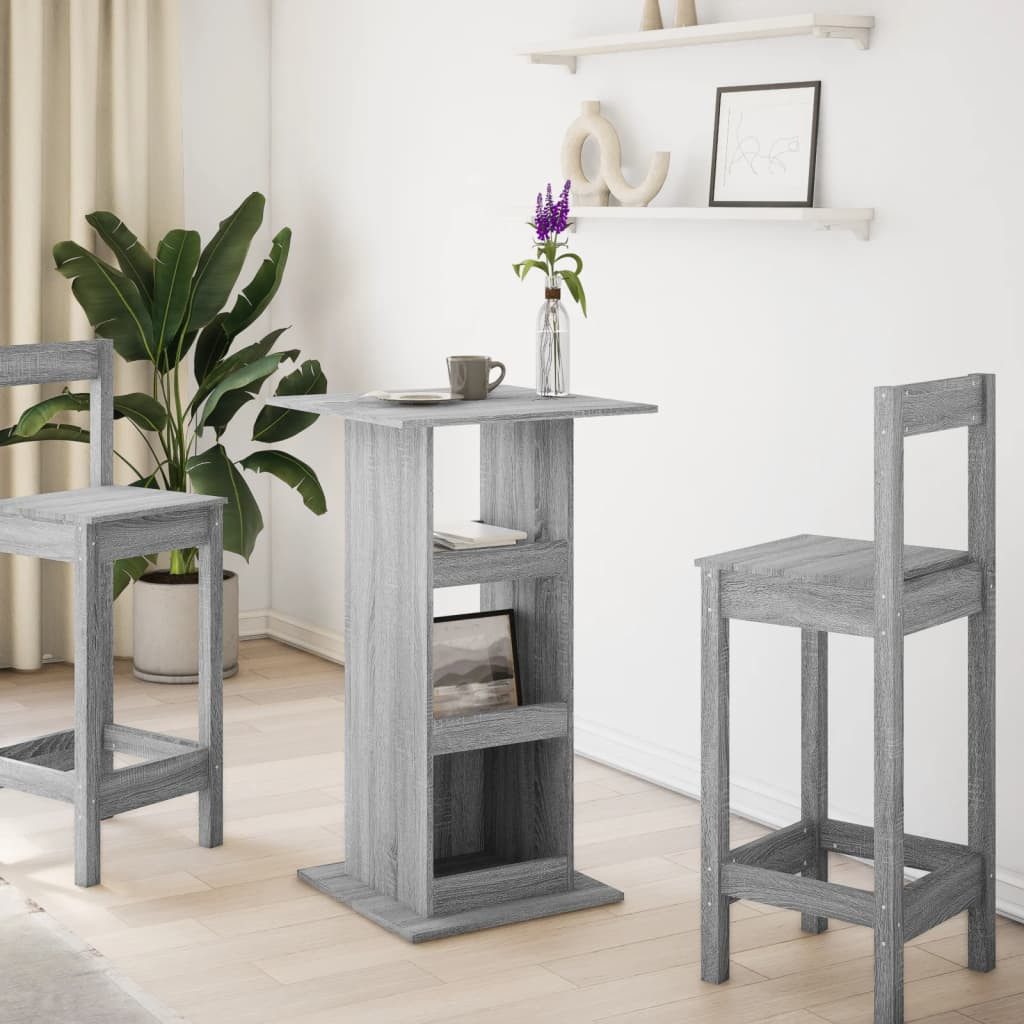 vidaXL Esstisch Bartisch mit Ablagen Grau günstig online kaufen