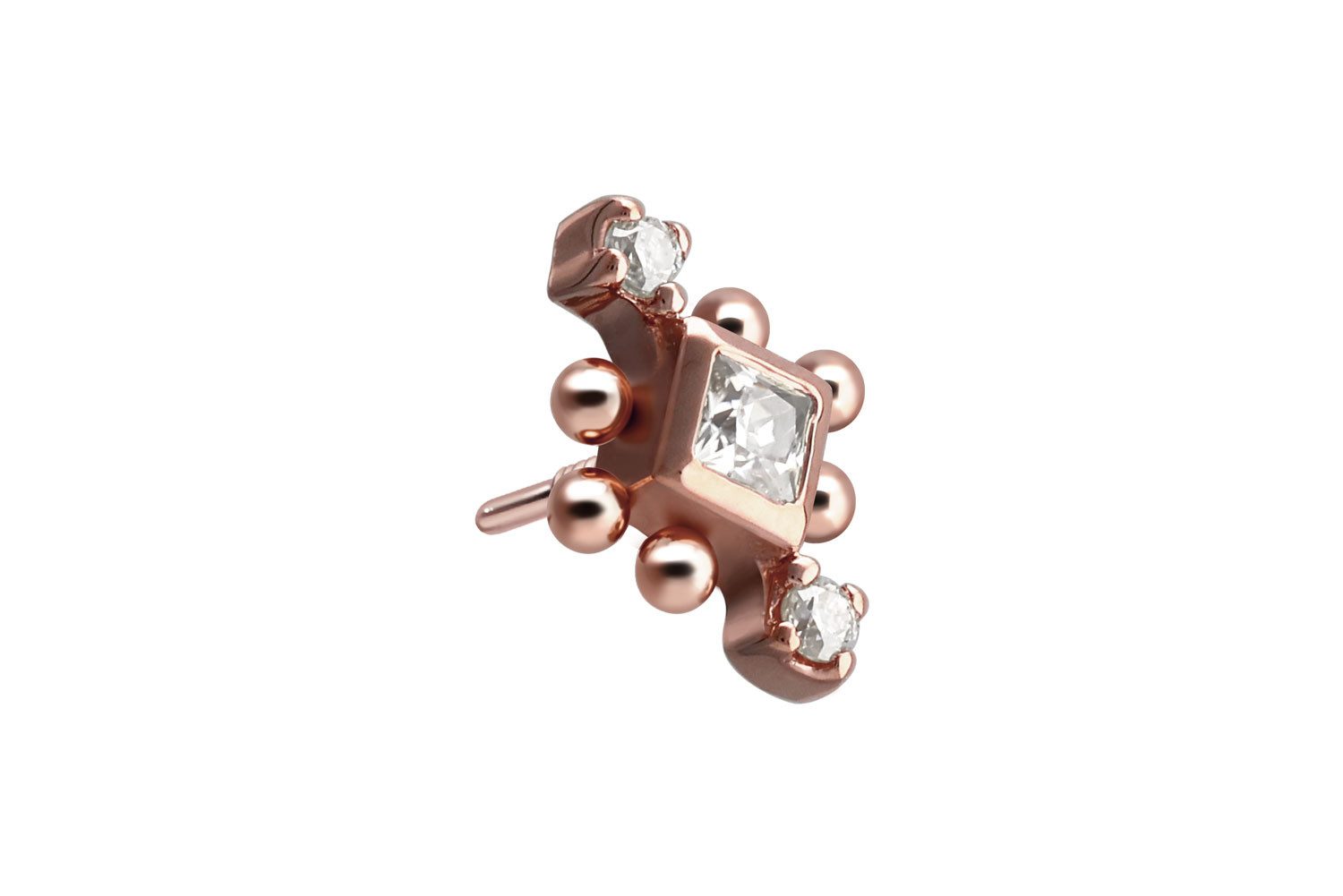 Piercing-Set 14 Karat Gold Schraubaufsatz mit Außengewinde 3 MOISSANITE + KUGELN