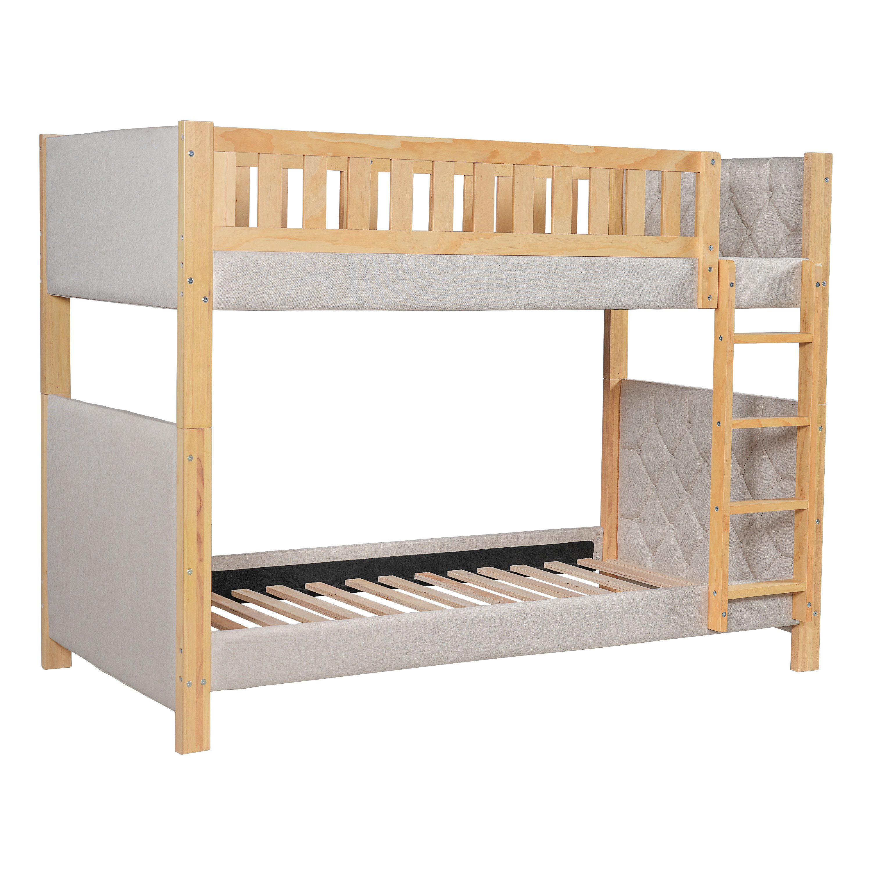 Flieks Bunk Bed, Children's Bed 90x200cm with Anti-Collision Sponge Edge and Fall Protection
