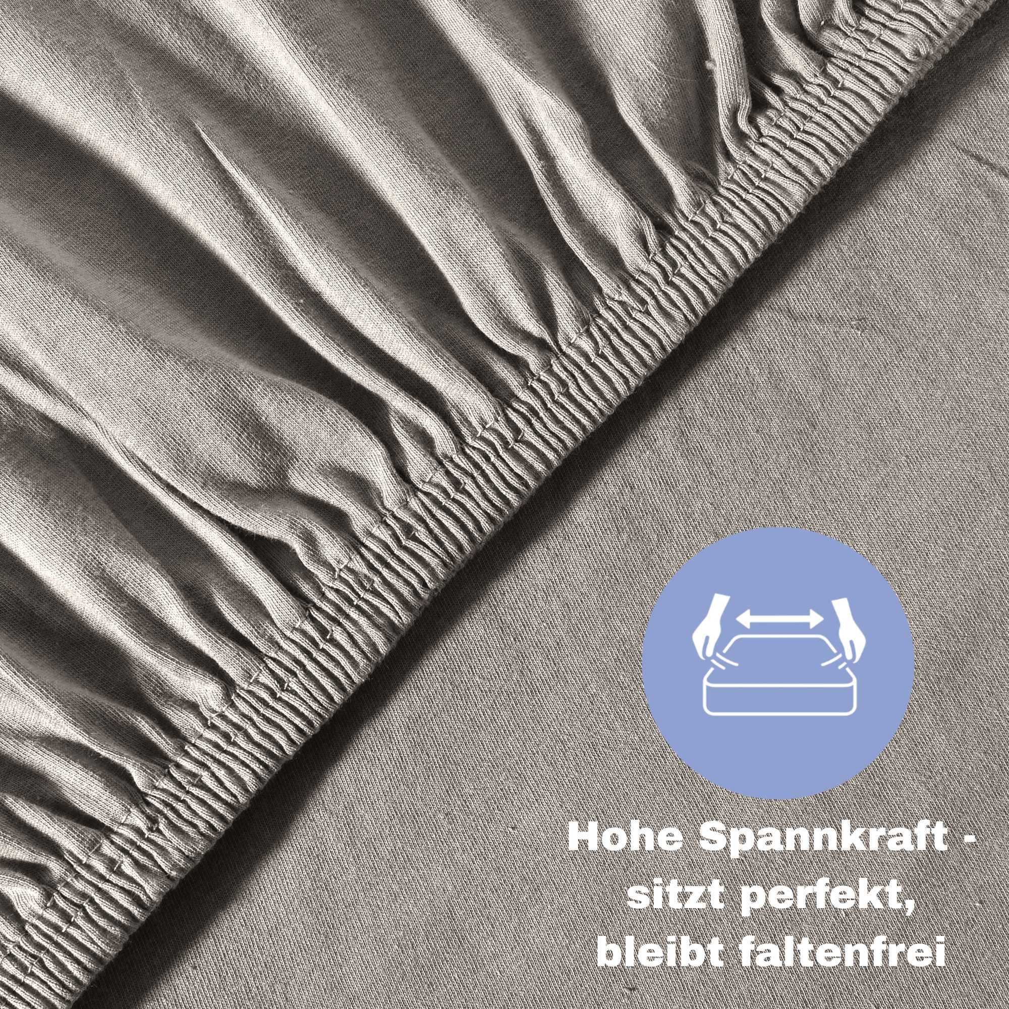 leevitex® Spannbettlaken Spannbettlaken, Mako-Jersey, Gummizug: rundum, (2 günstig online kaufen