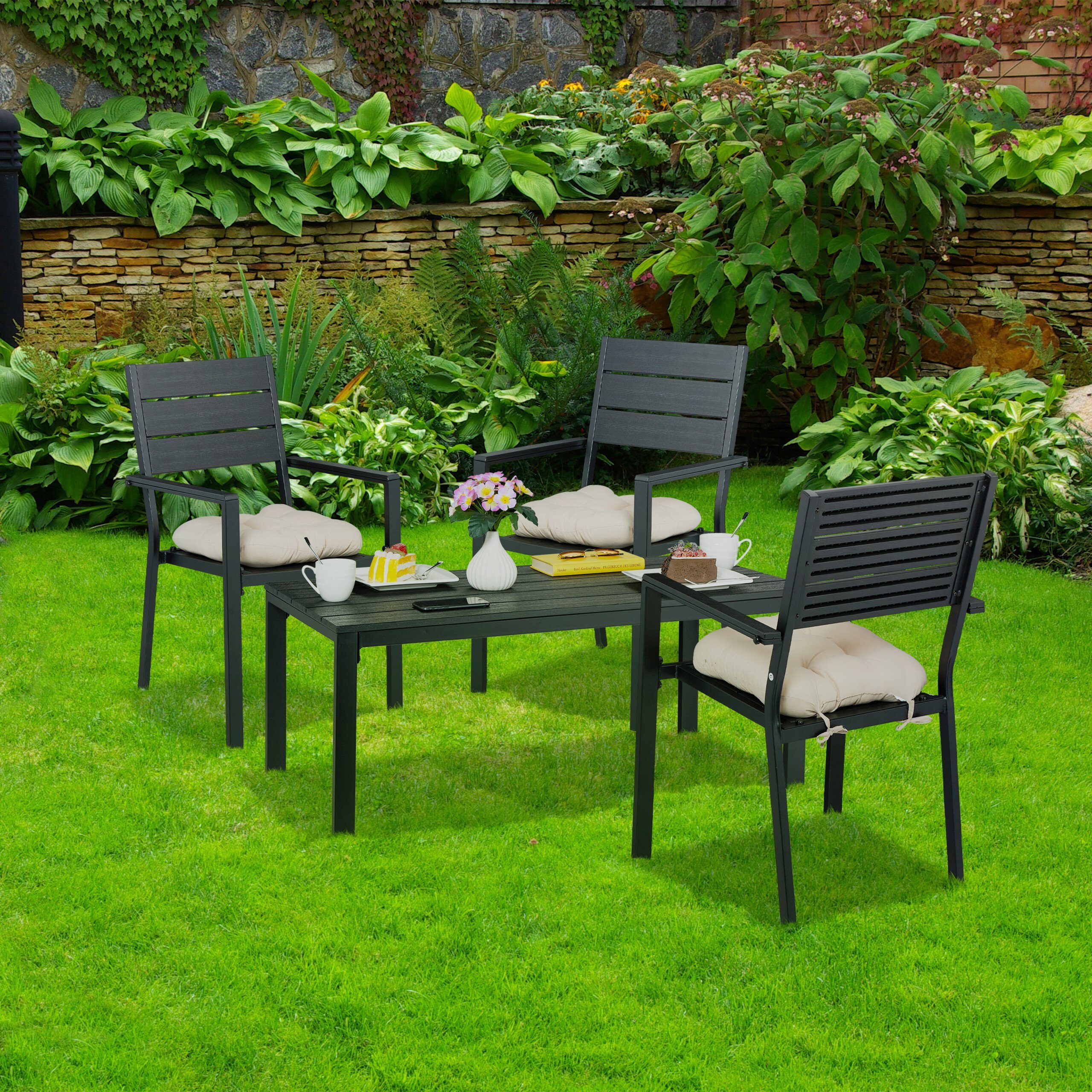 relaxdays Gartentisch Rechteckiger Gartentisch Holzoptik