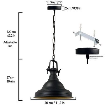 Bamyum Pendelleuchte Bamyum Pendelleuchte Ulmete Handgemalte Deckenlampe Ø30 cm Metall Lamp, ohne Leuchtmittel