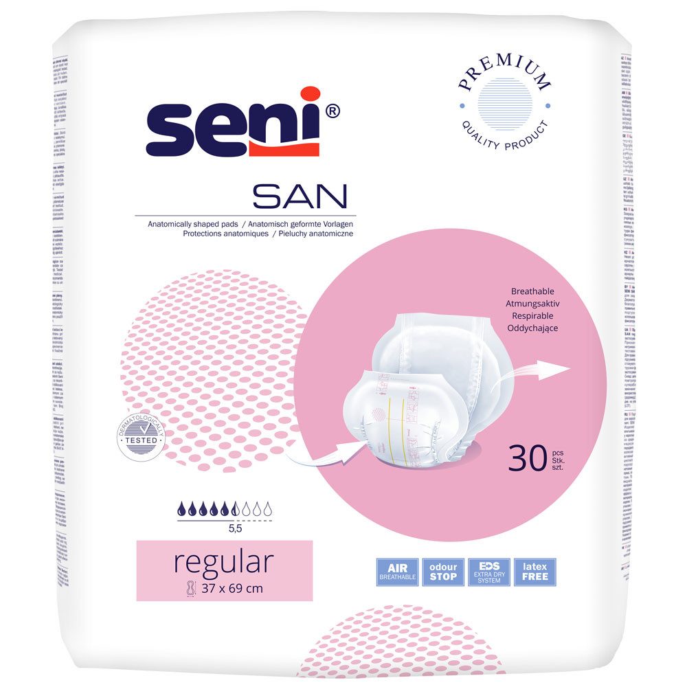 seni Inkontinenz-Einlage Seni San Regular anatomische Vorlagen (1x30 Stück)