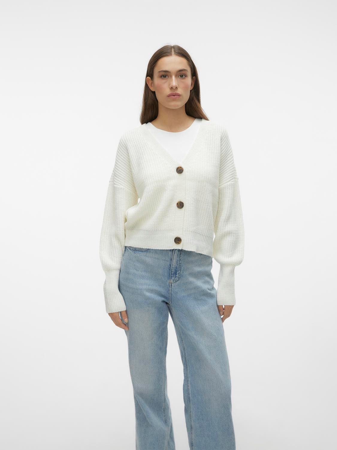 Vero Moda Strickjacke VMLEA LS V-NECK CUFF CARDIGAN NOOS Rippstrick günstig online kaufen