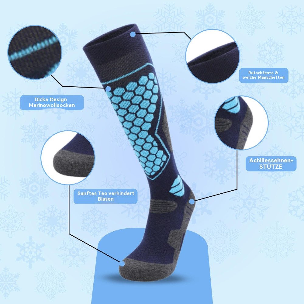Blusmart Skisocken Rutschfeste Wandersocken für Männer und Frauen (Weich und atmungsaktiv, 1-Paar, Schutz für Fußgewölbe und Achillessehne) Für kaltes Wetter, warme Socken