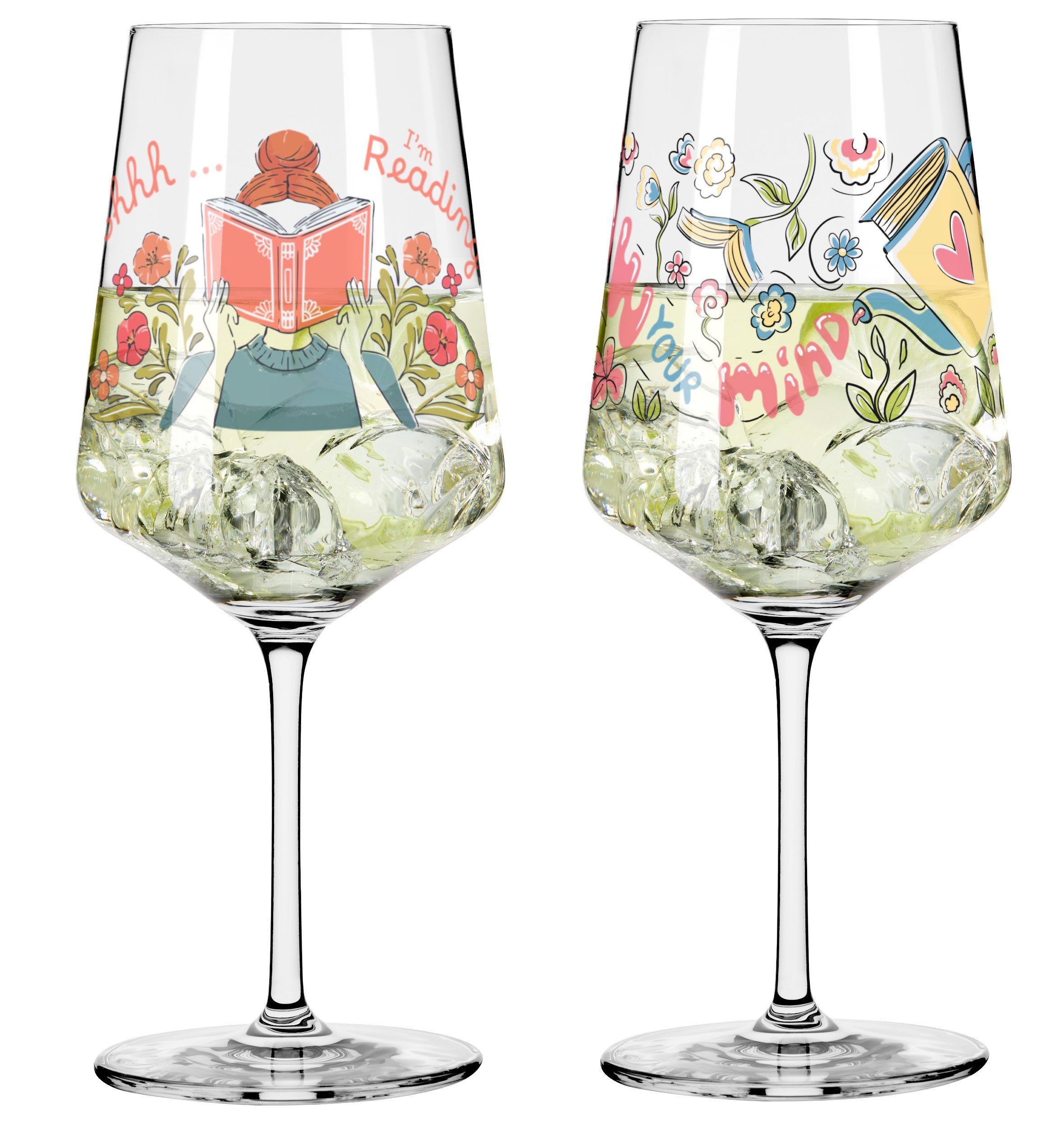 Dekomiro Weinglas RITZENHOFF 2er Set COCKTAILGLAS BÜCHER mit Glastuch, 2-tlg., Glas, 2-teilig