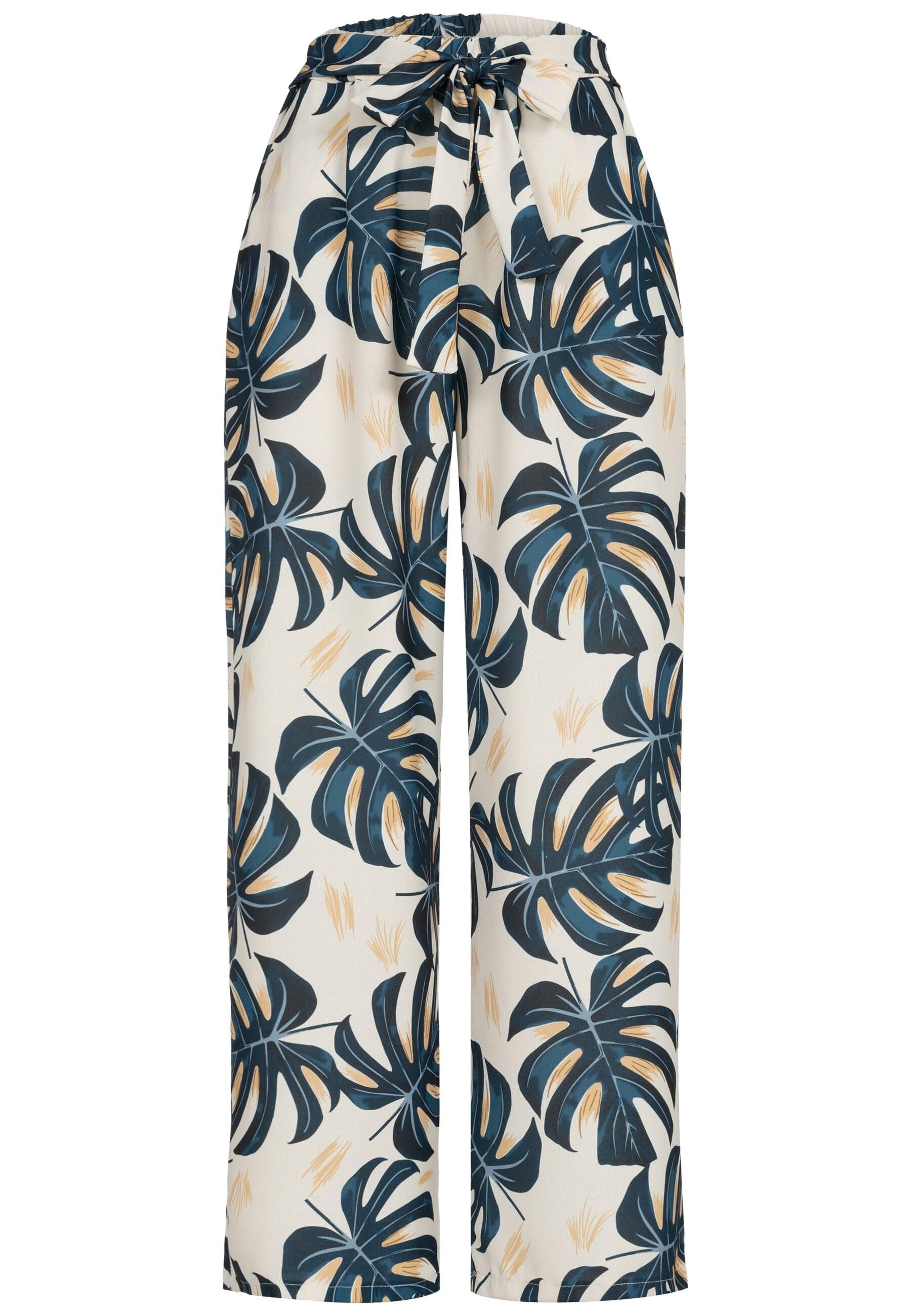 CLOUD 5IVE Stoffhose CLOUD 5IVE Summer Pants with palm print and tie belt (1-tlg)