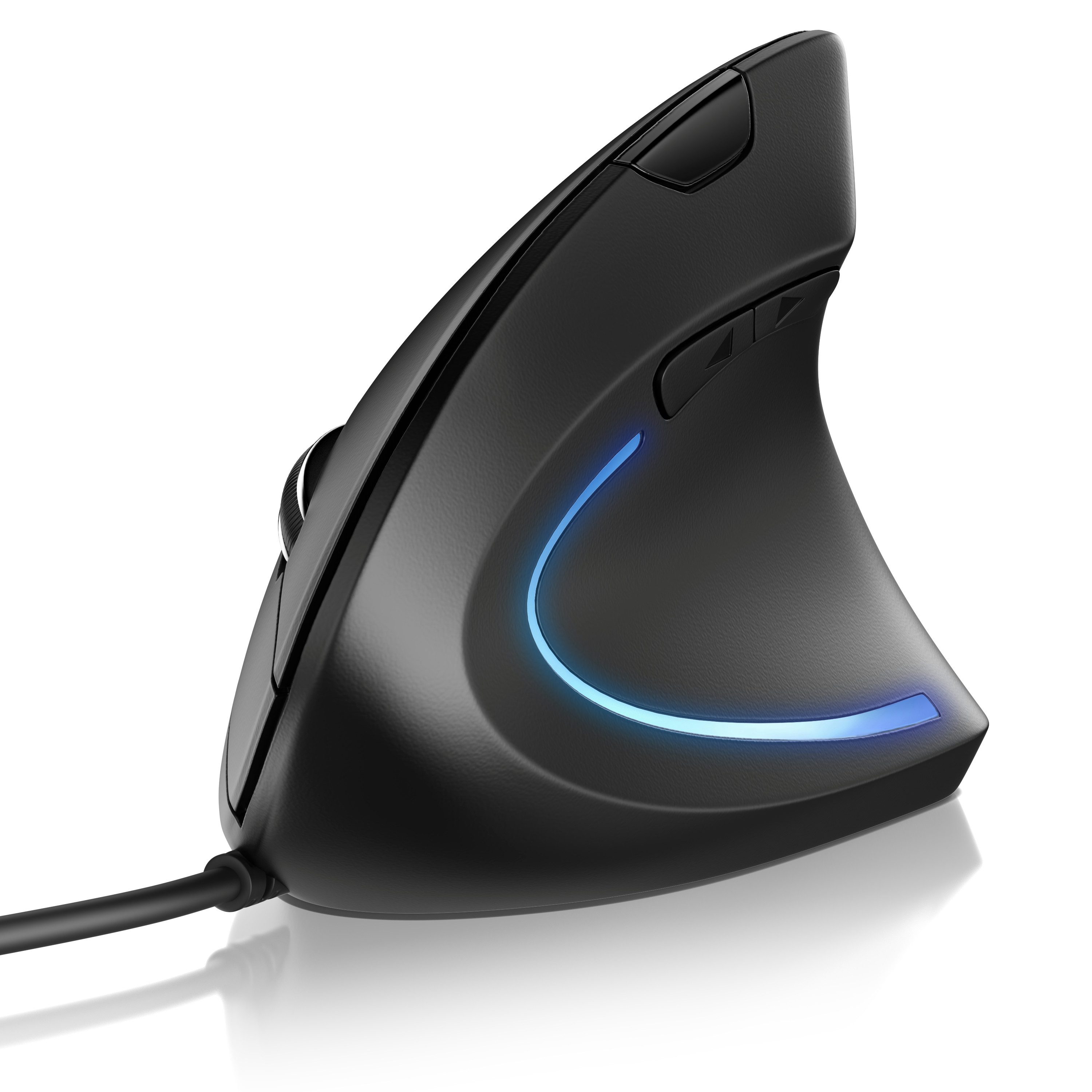 CSL kabelgebunden, vertikal, optisch, USB, ergonomisch, Rechtshänder ergonomische Maus (kabelgebunden, 800–6400 DPI, gummierte Oberfläche, 6 Tasten, 1,78 m Kabel)
