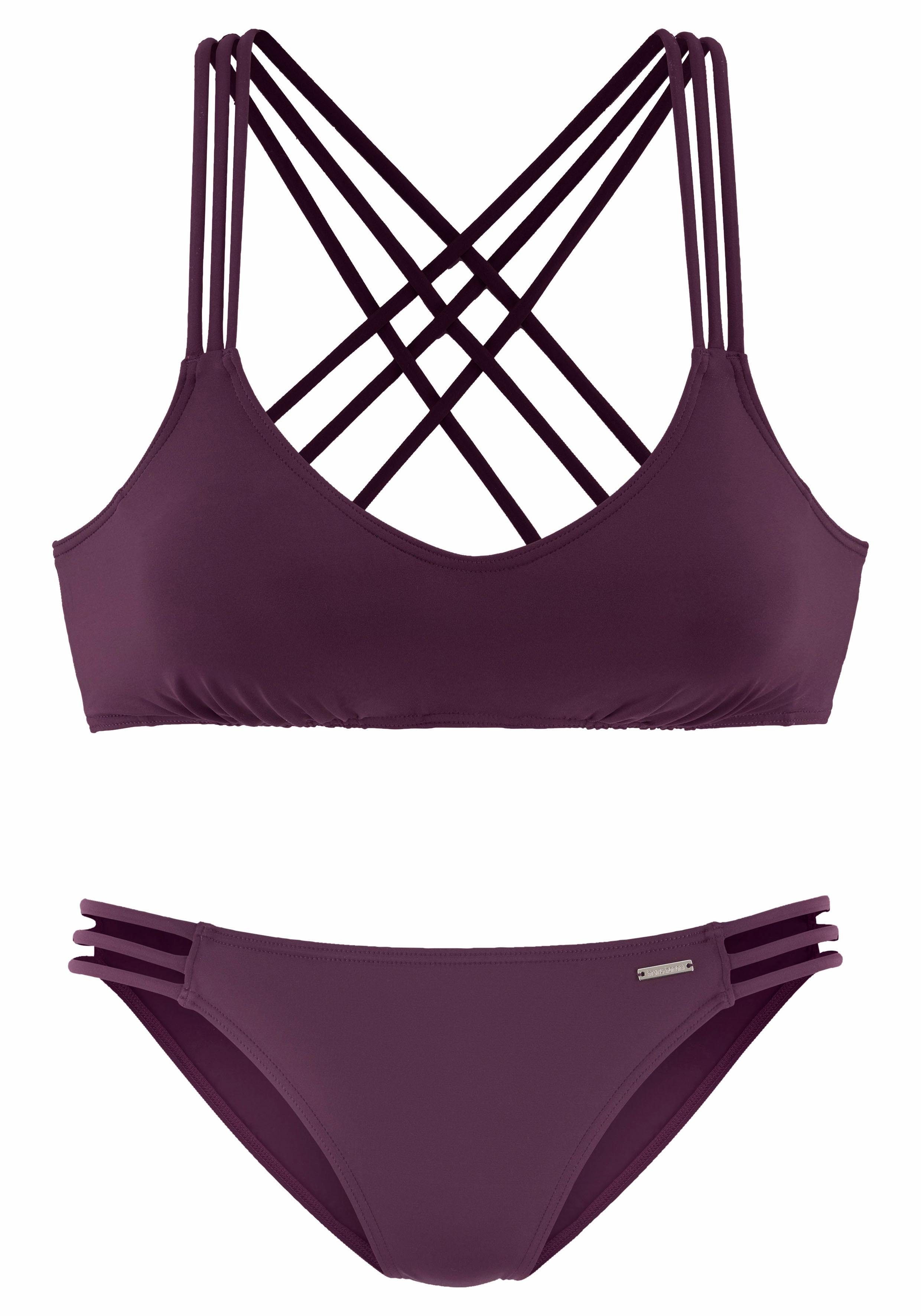 mit Banani Zierbändern Bustier-Bikini bordeaux Bruno