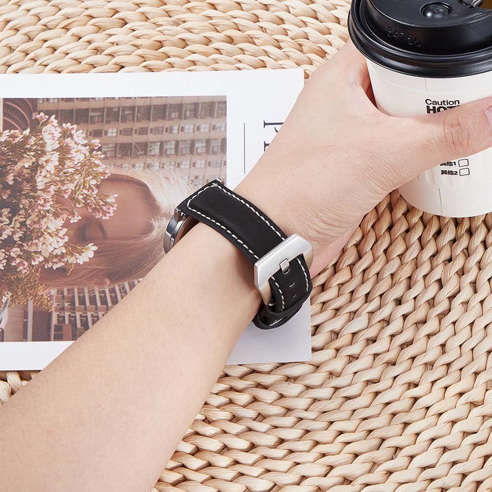 Schnalle, Ersatzarmband Smartwatch-Armband 18mm BTTO Uhrenarmband 22mm mit Armband Leder Schwarz Silber 20mm 24mm Uhren, für Edelstahl