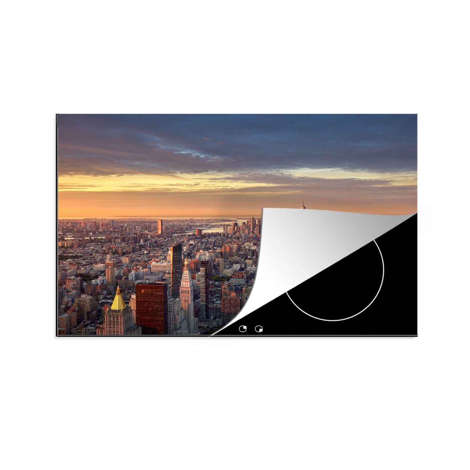 MuchoWow Herdblende-/Abdeckplatte New York City, Skyline von Manhattan, Vinyl, (1 tlg), 81x52 cm, Induktionskochfeld Schutz für die küche, Ceranfeldabdeckung