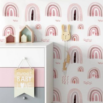 K&L Wall Art Mustertapete Mädchen Schlafzimmer Baby Rosa Regenbogen Kleinkinder wie Handgemalt, Abstrakt Tapete
