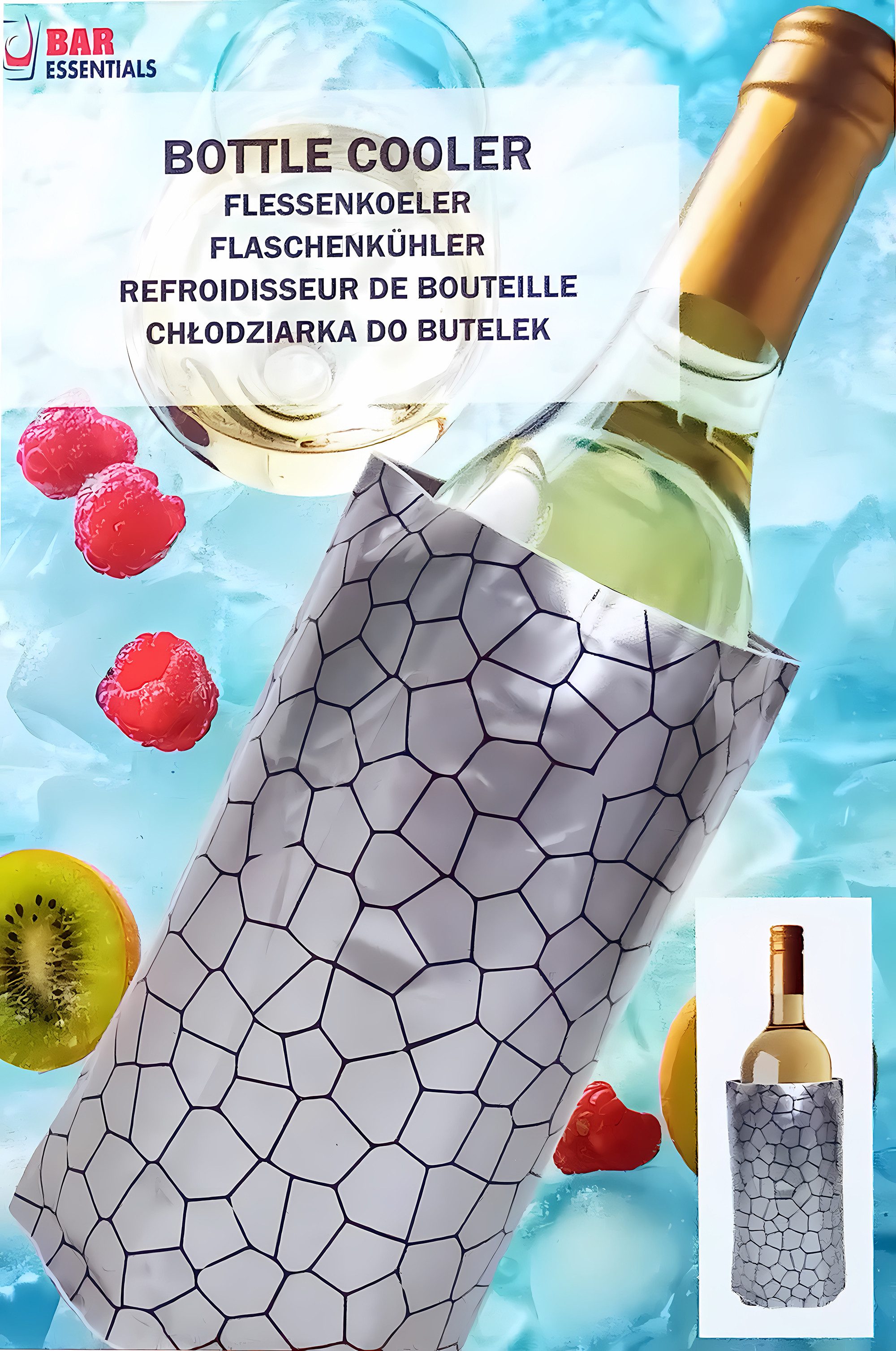 HIT Trading Outdoor-Flaschenkühler GEL FLASCHENKÜHLER Silber Kühlmanschette Weinkühler Getränkekühler 962, Pads Bier Wein Sekt